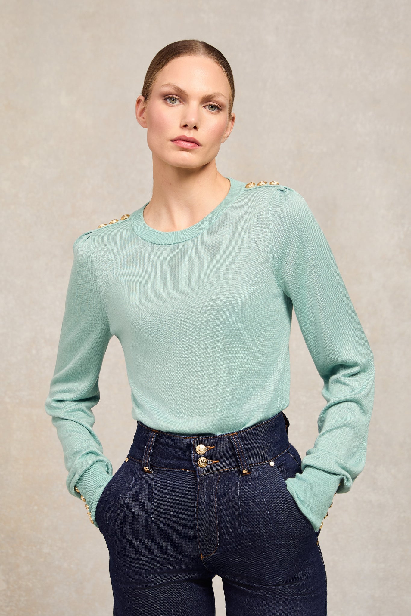 Kelsie Crew Neck Knit (Aqua)