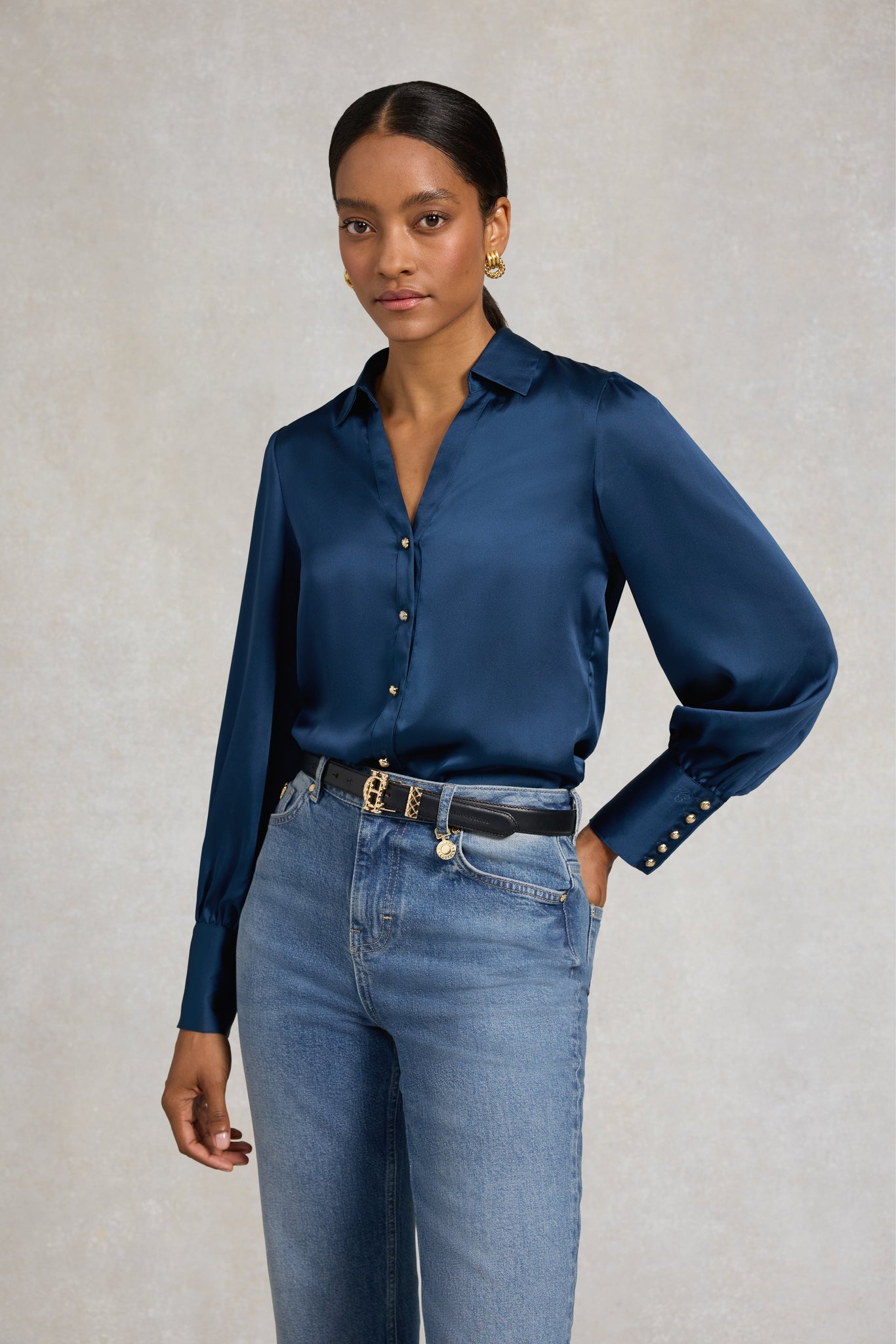 Annie V-Neck Shirt (Petrol)