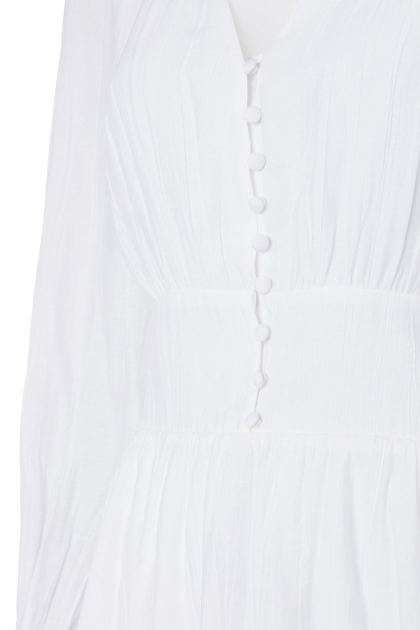 Phoebe V-Neck Mini Dress (White)