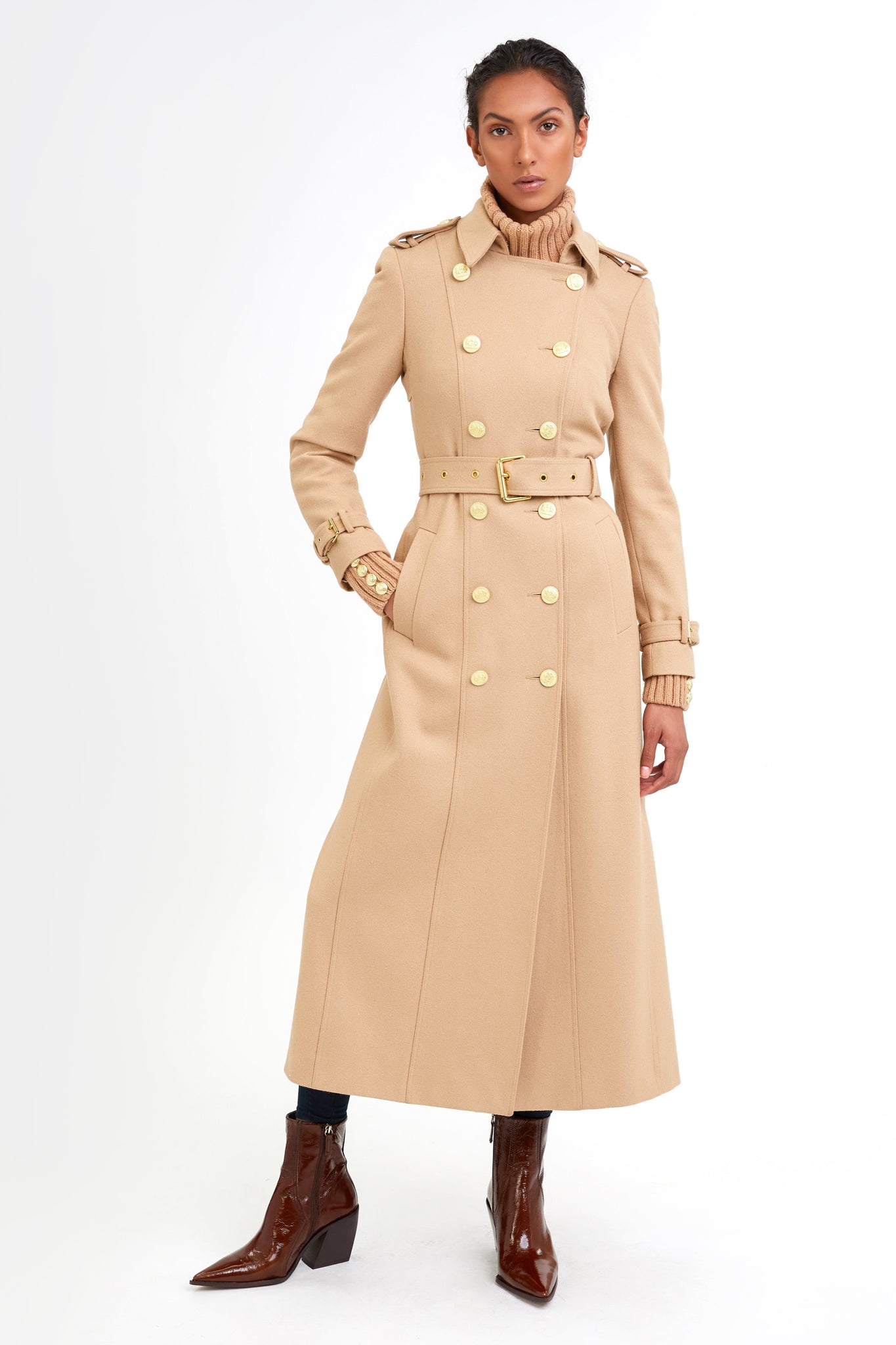 Full Length Marlborough Trench Coat (Camel)