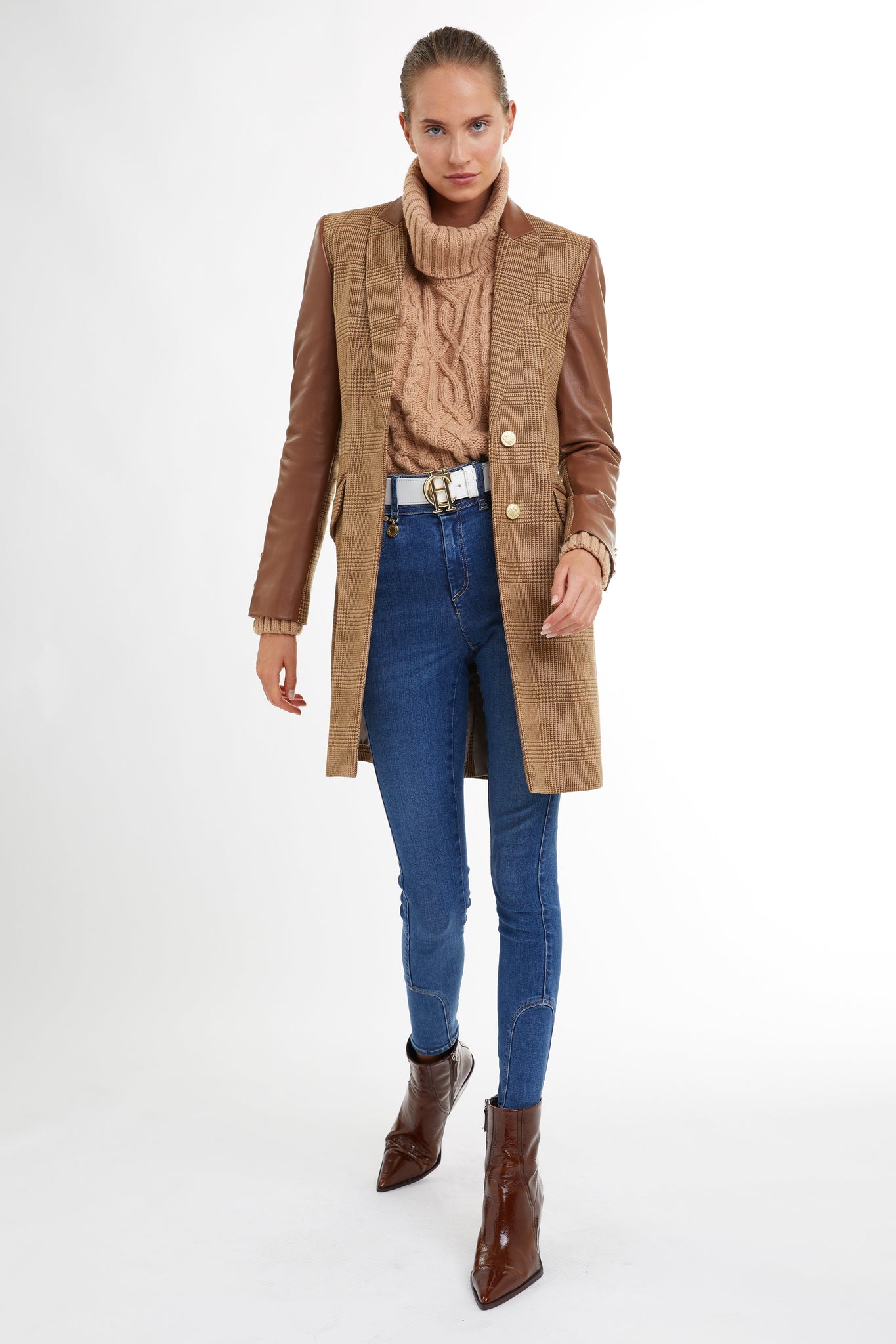 City Kempton Coat (Tawny and Leather)