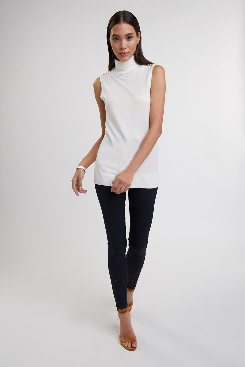 Luxury Sleeveless Roll Neck (Winter White)