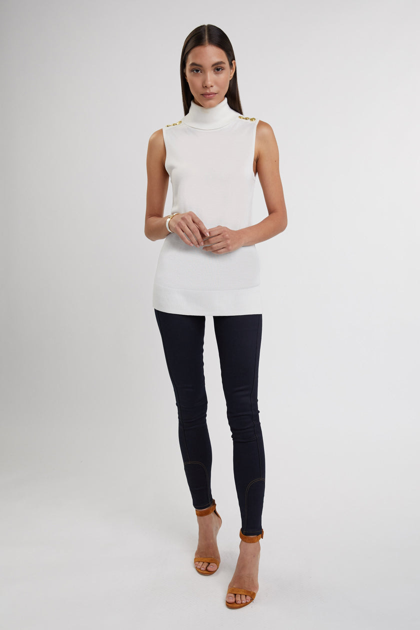 Luxury Sleeveless Roll Neck (Winter White)