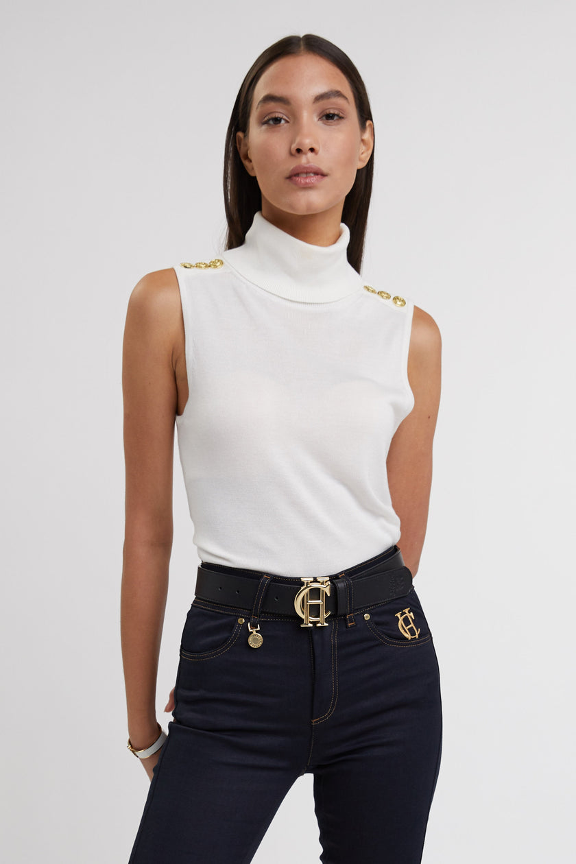 Luxury Sleeveless Roll Neck (Winter White)