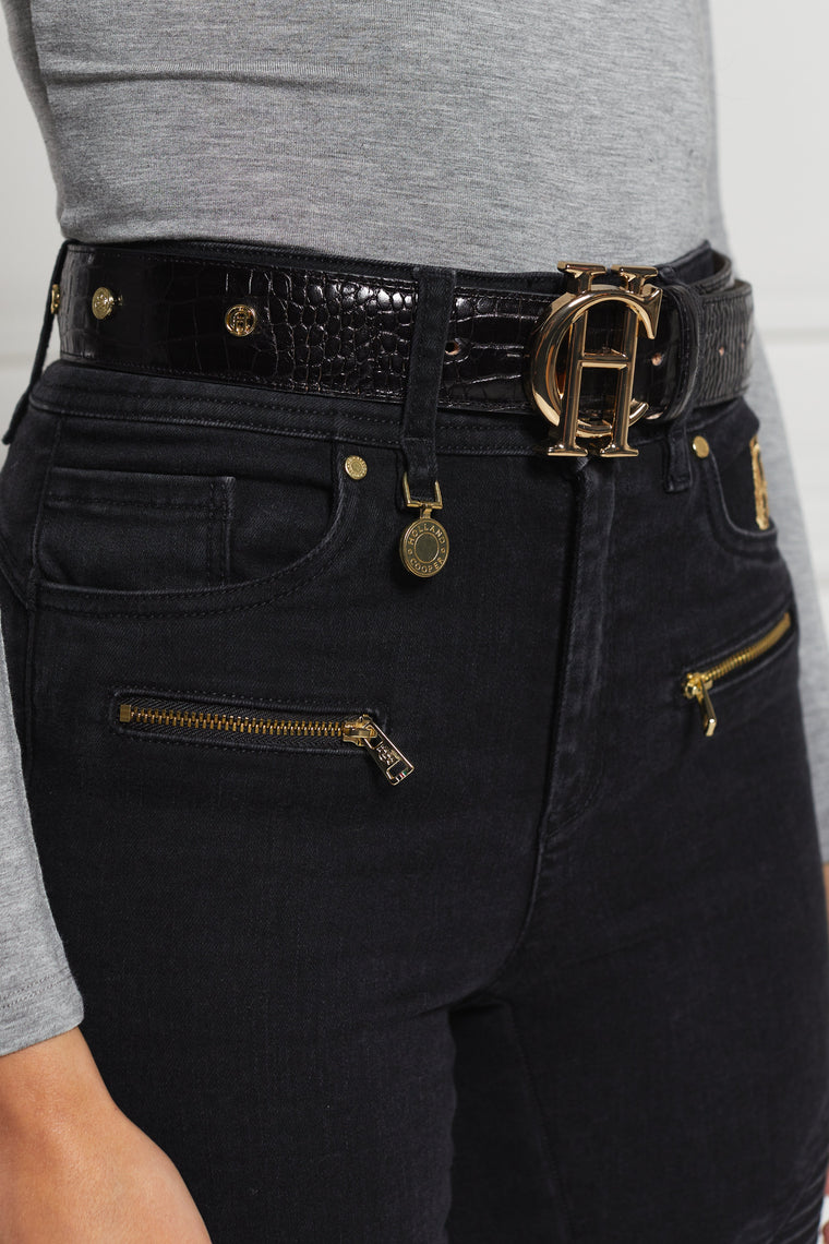 HC Stud Belt (Black Croc)