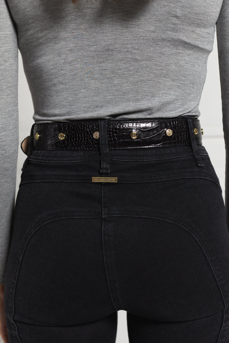 HC Stud Belt (Black Croc)