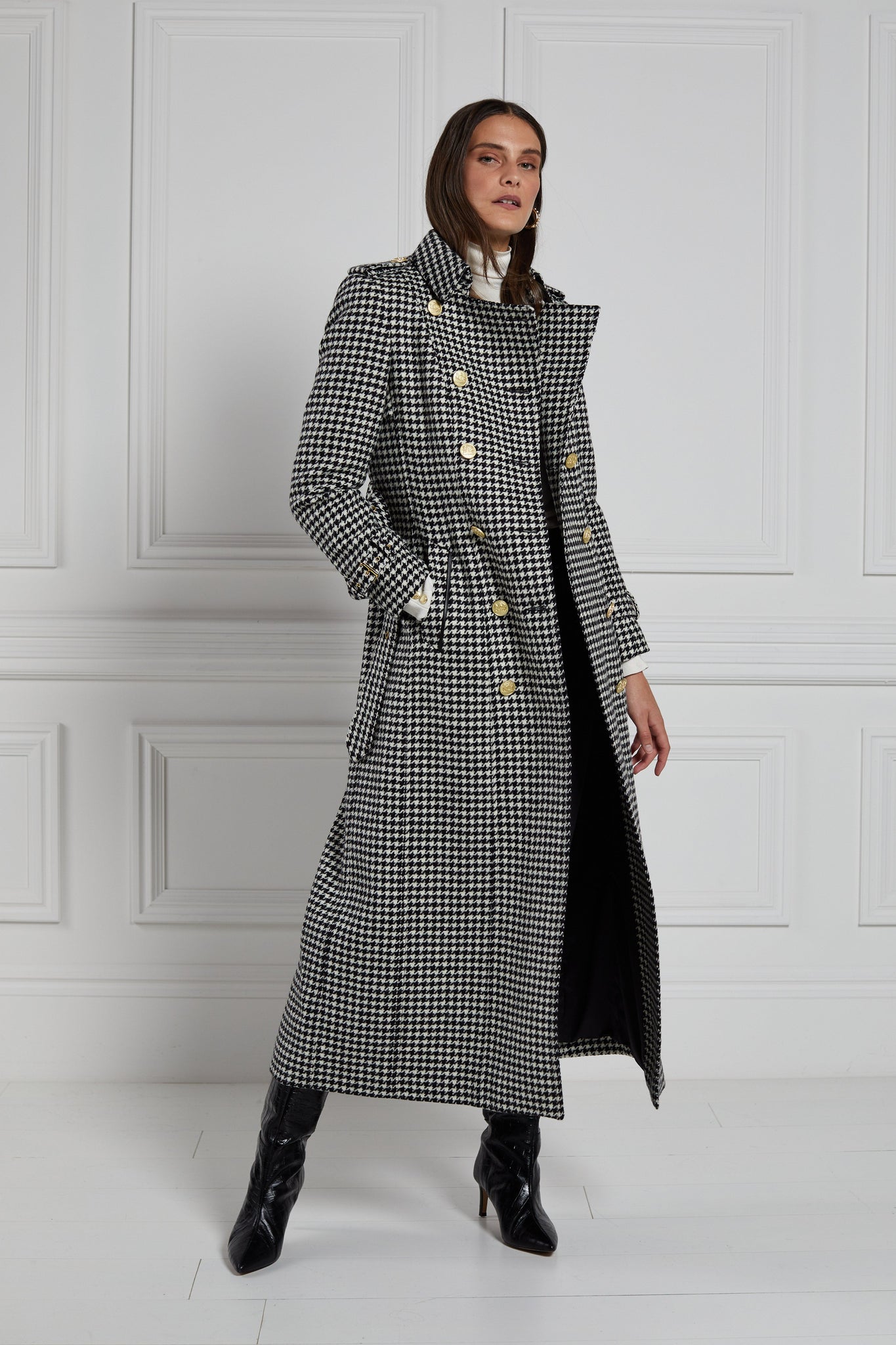 Full Length Marlborough Trench Coat (Houndstooth)