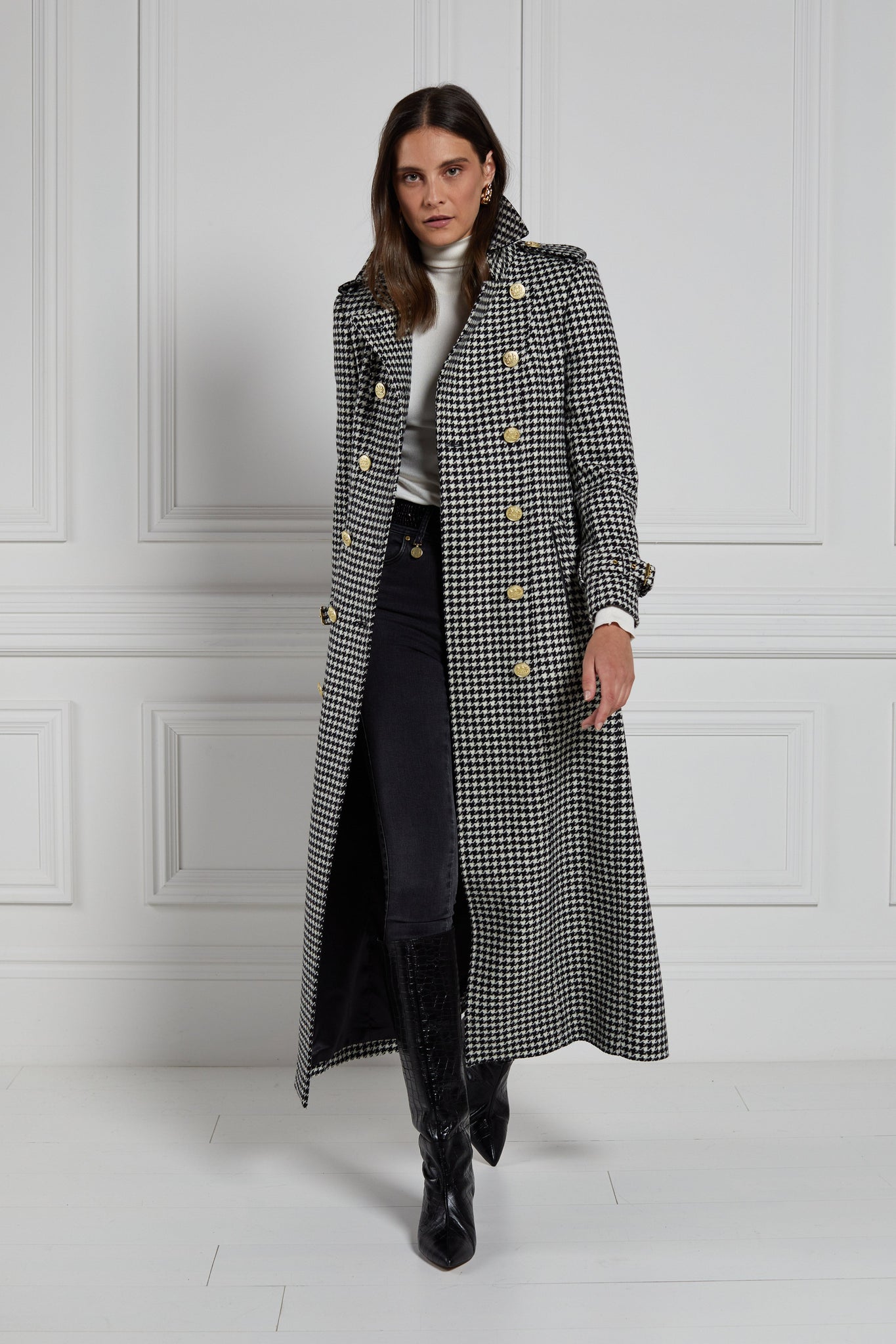 Full Length Marlborough Trench Coat (Houndstooth)