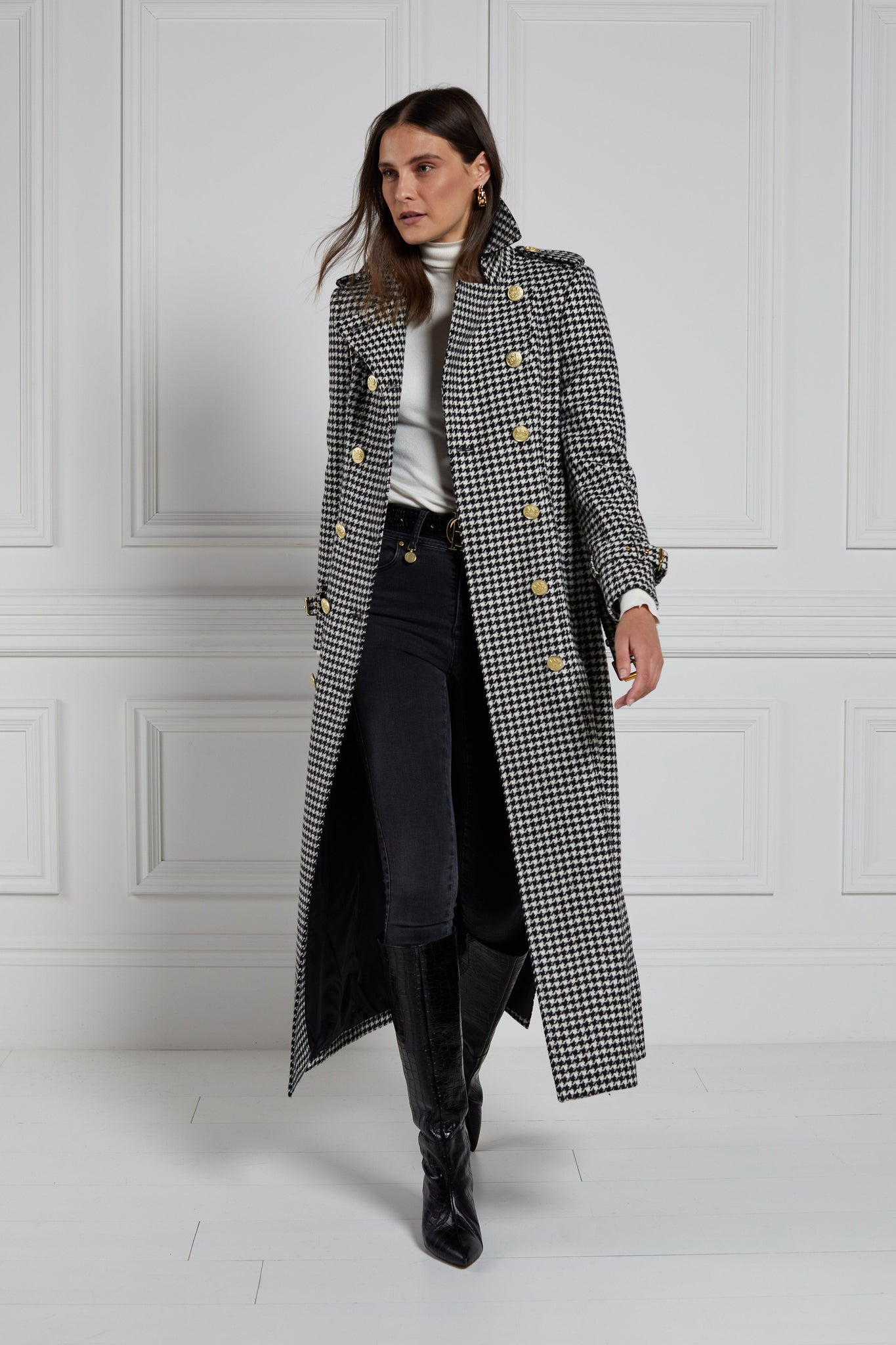 Full Length Marlborough Trench Coat (Houndstooth)