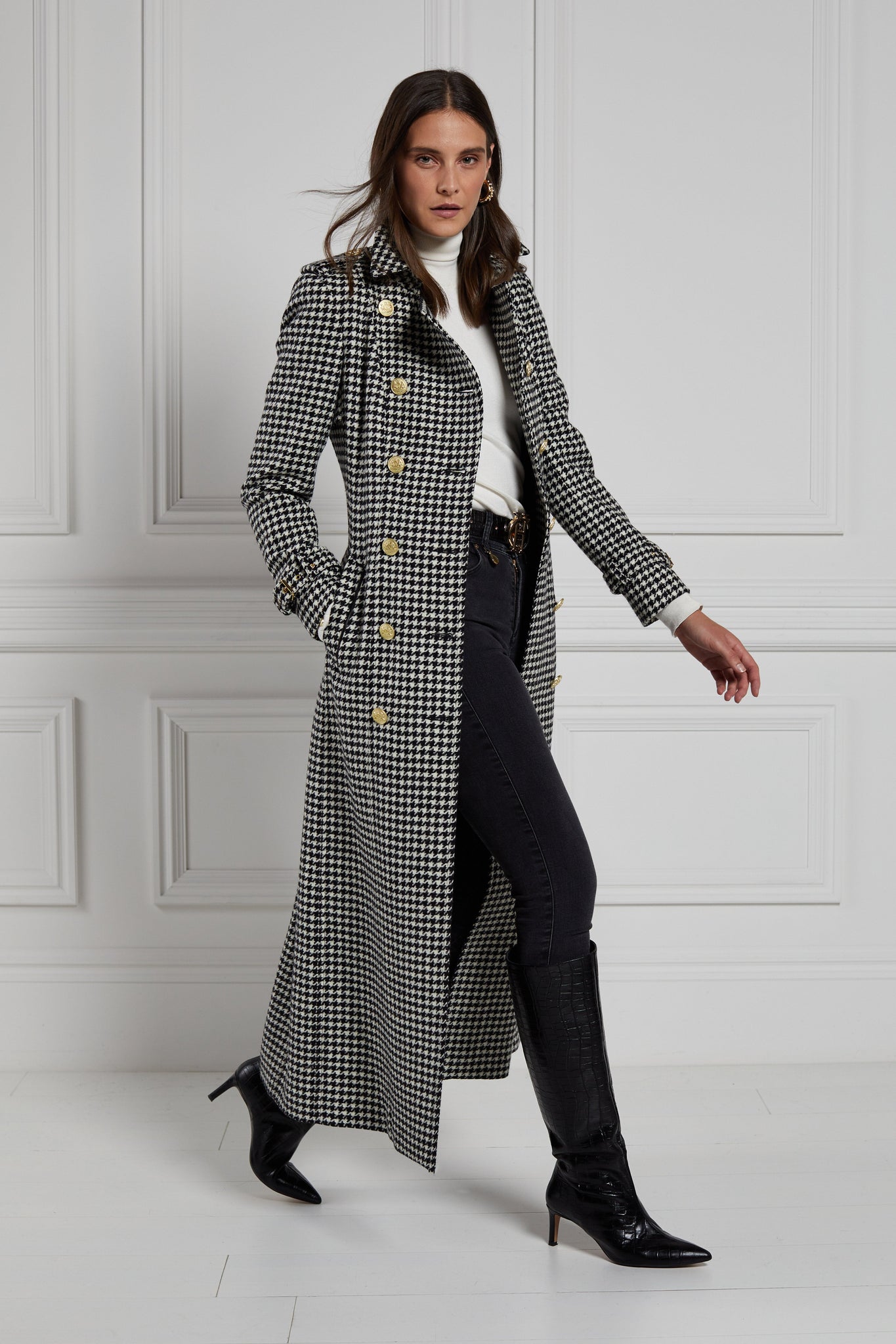 Full Length Marlborough Trench Coat (Houndstooth)