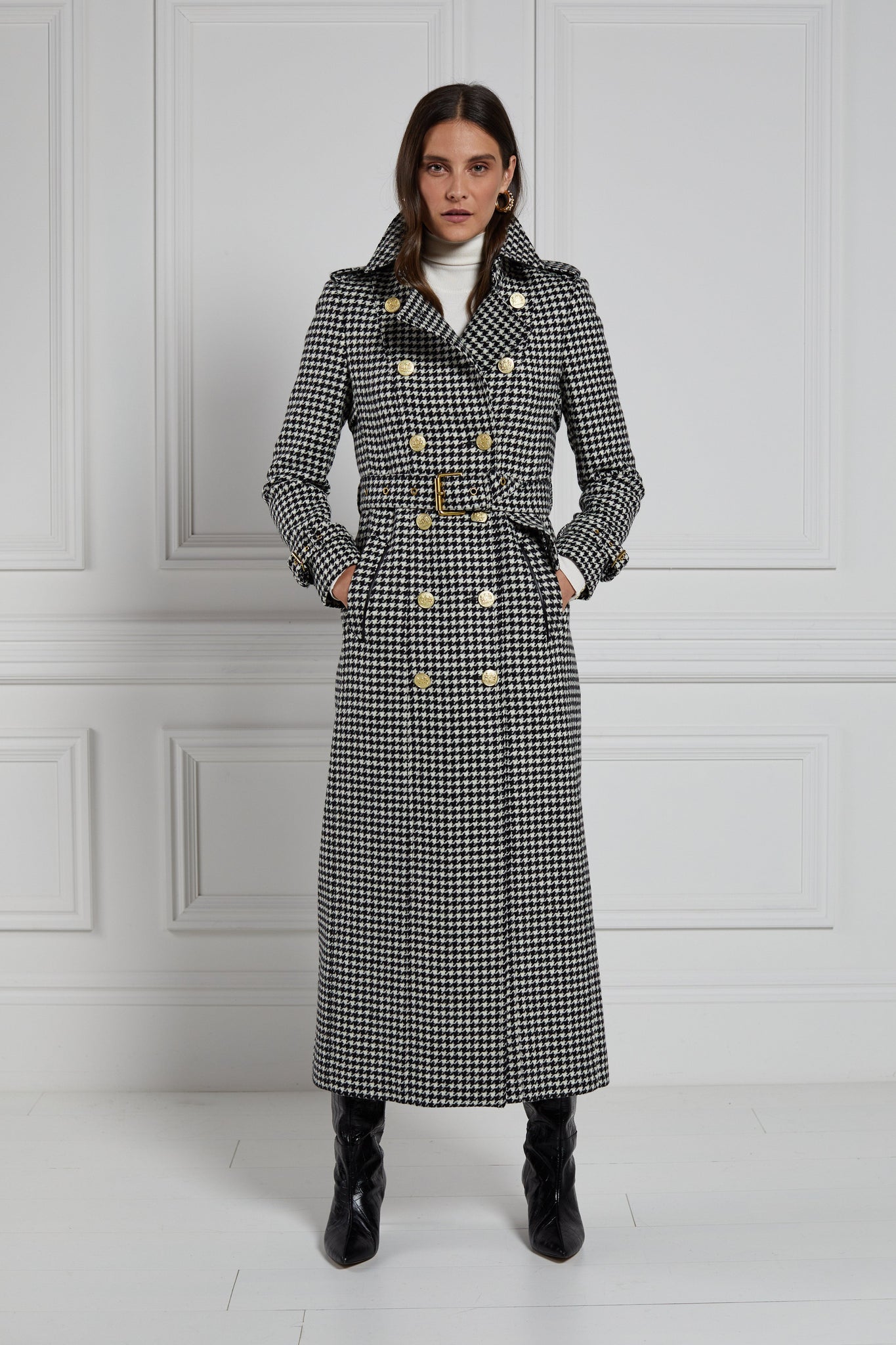 Full Length Marlborough Trench Coat (Houndstooth)