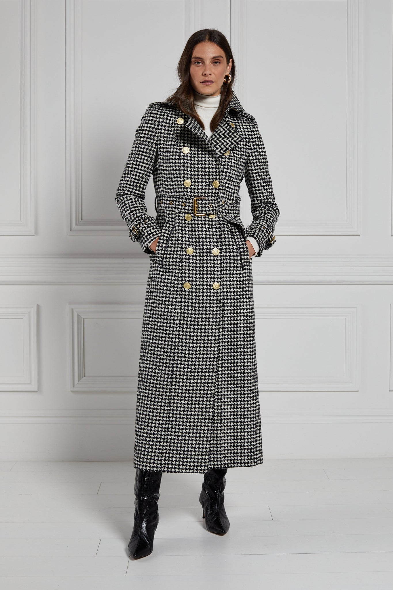 Full Length Marlborough Trench Coat (Houndstooth)