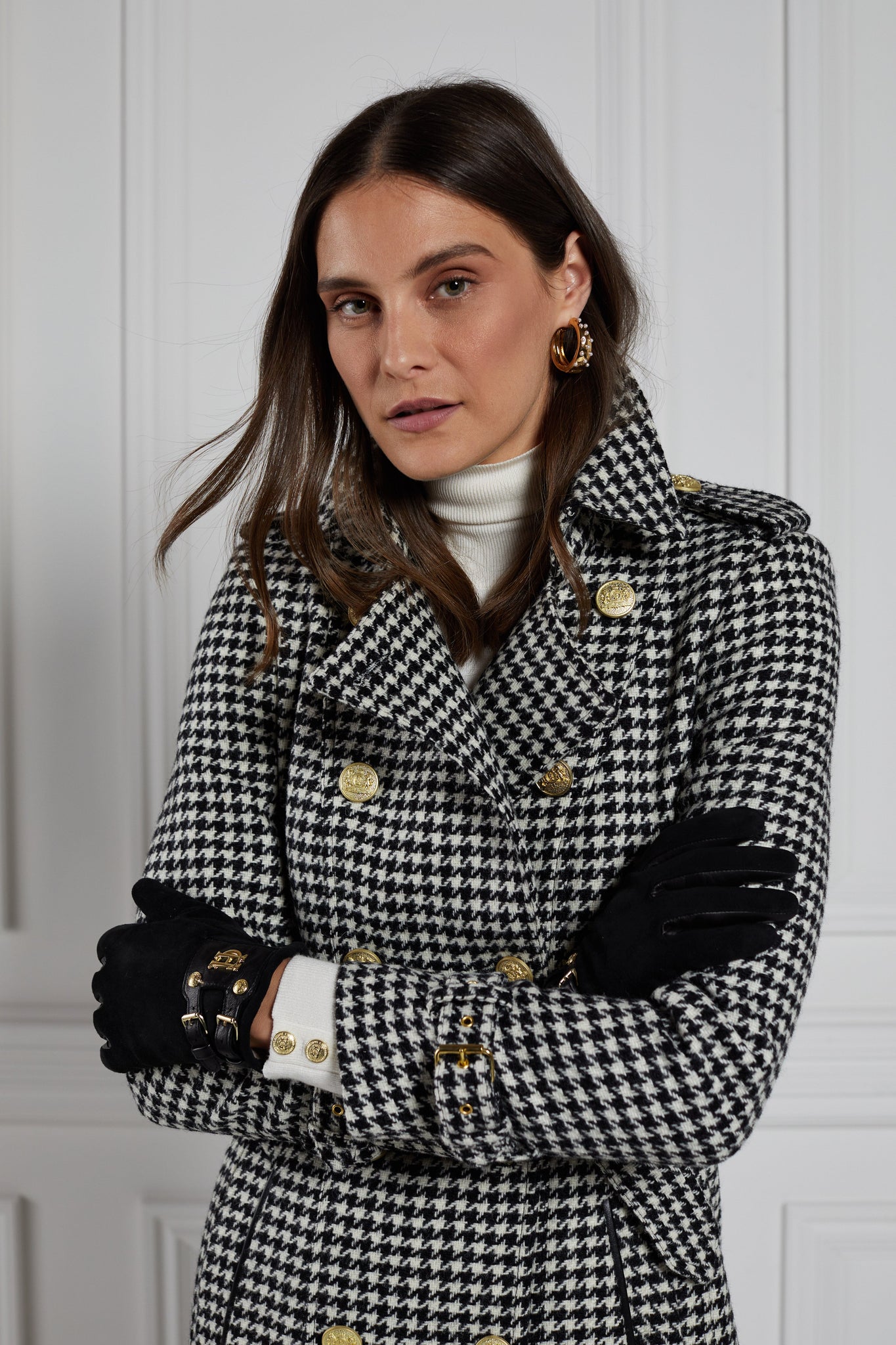 Full Length Marlborough Trench Coat (Houndstooth)