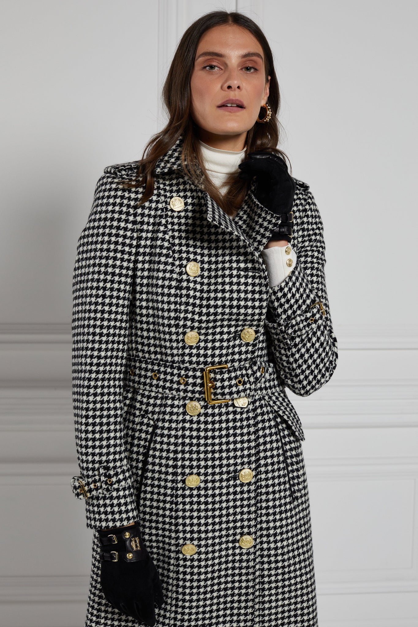 Full Length Marlborough Trench Coat (Houndstooth)