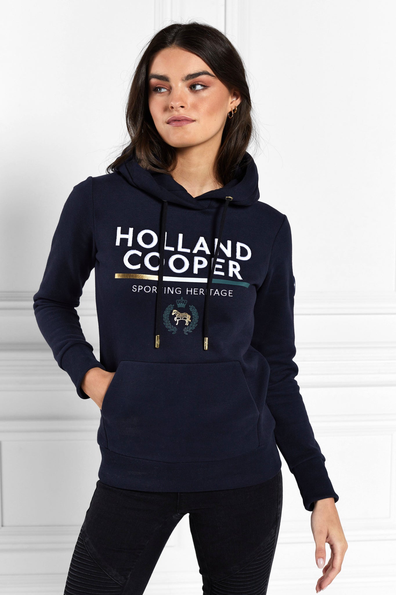 Tri Colour Crest Hoodie (Ink Navy)