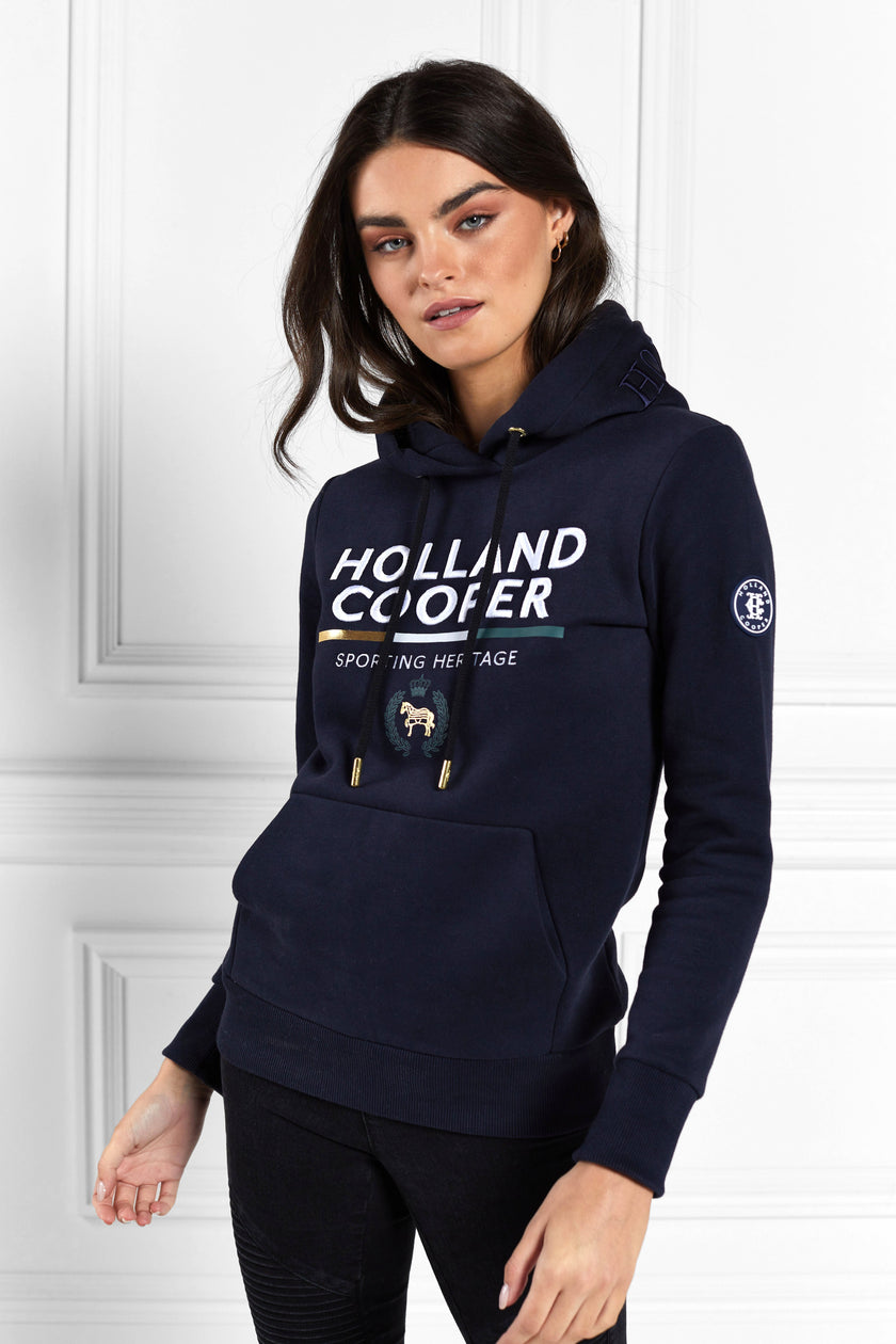 Tri Colour Crest Hoodie (Ink Navy)