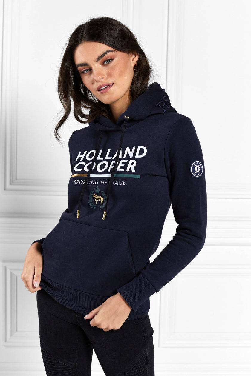 Tri Colour Crest Hoodie (Ink Navy)