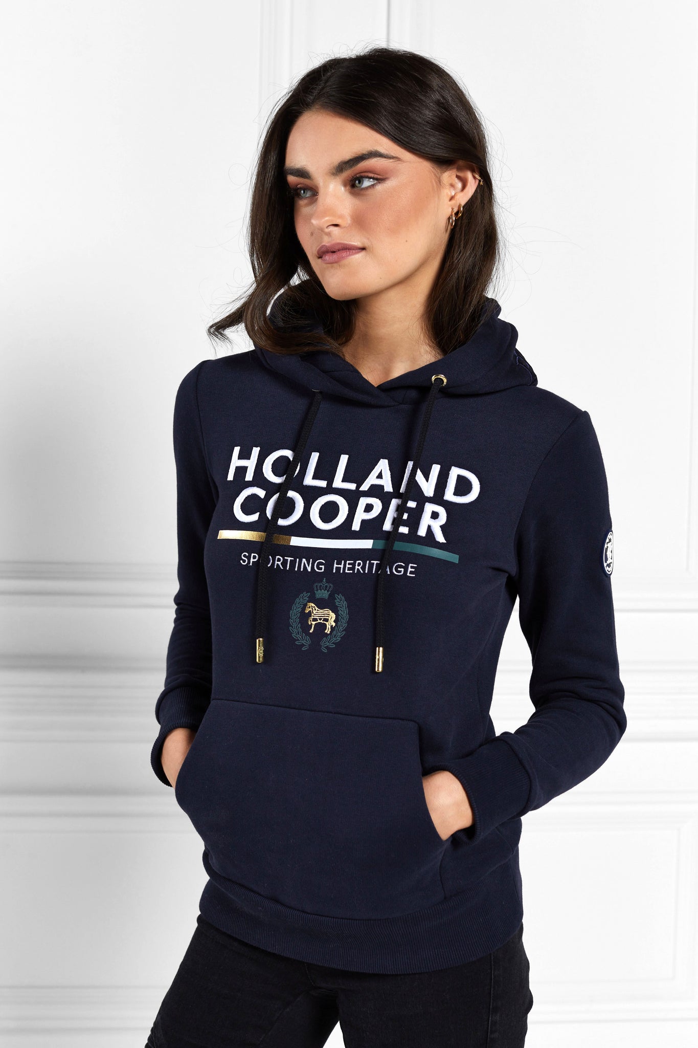 Tri Colour Crest Hoodie (Ink Navy)