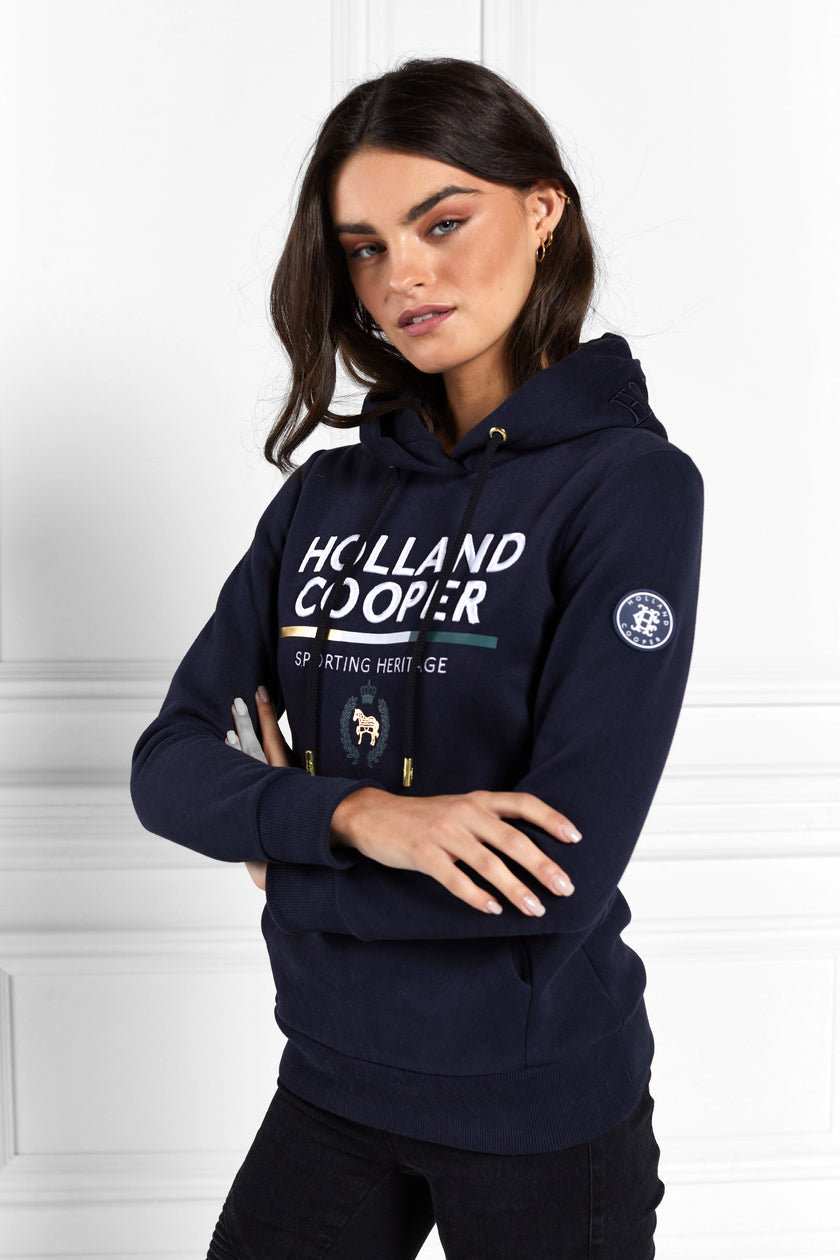 Tri Colour Crest Hoodie (Ink Navy)