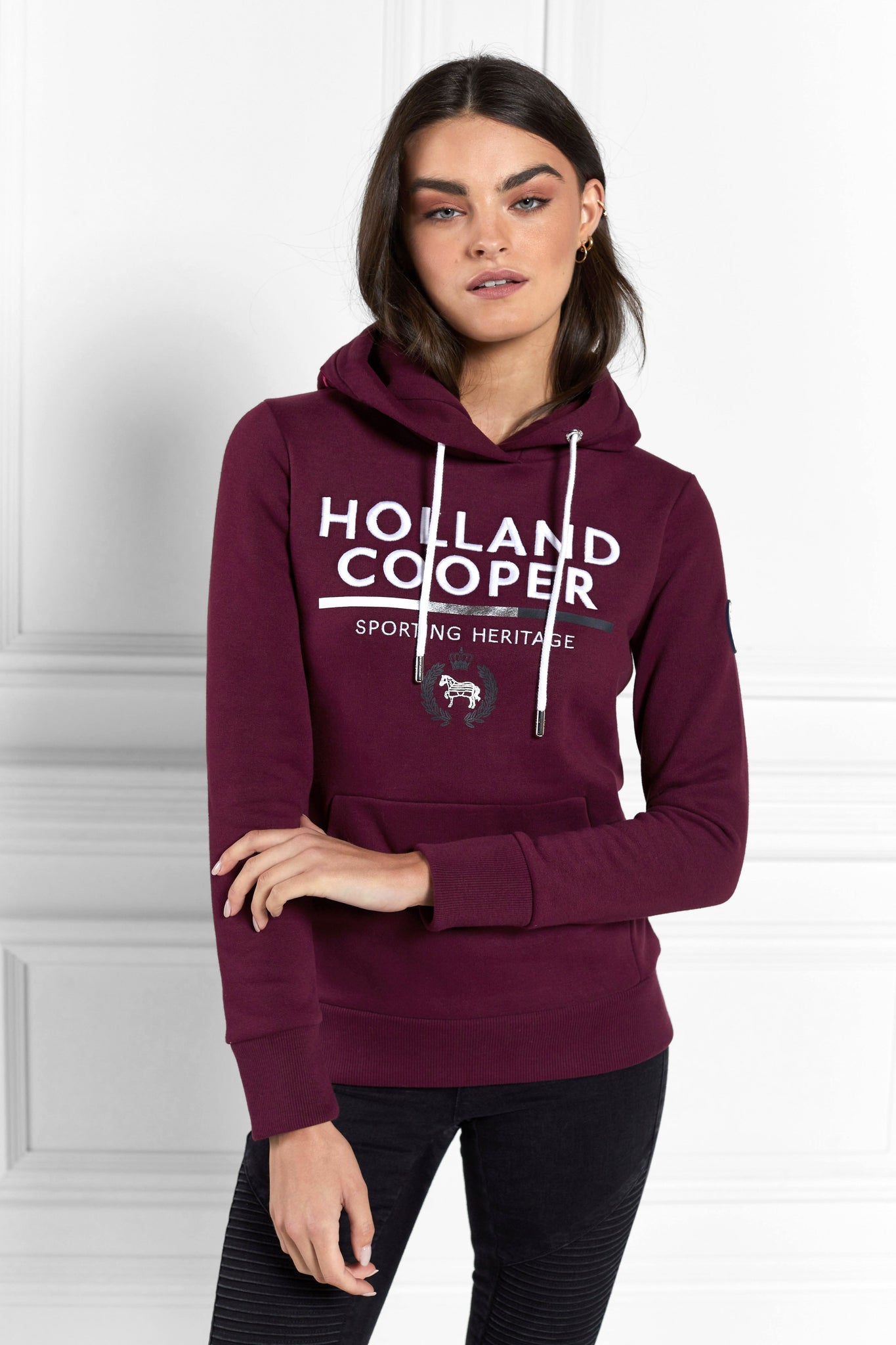 Tri Colour Crest Hoodie (Mulberry)