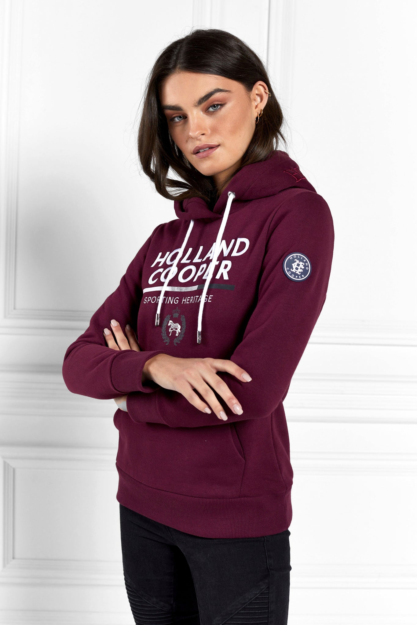 Tri Colour Crest Hoodie (Mulberry)