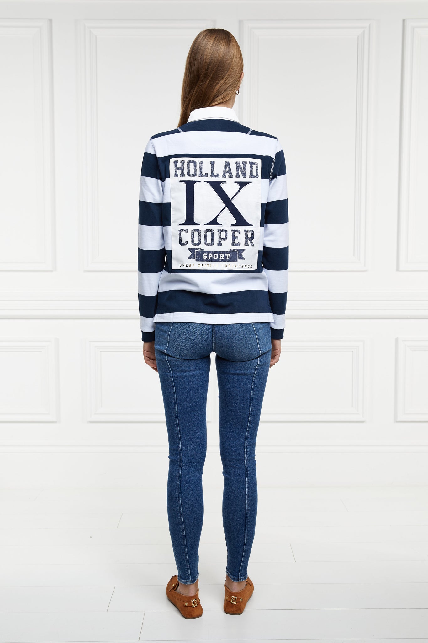 Hurlingham Sweatshirt (White Navy Stripe)