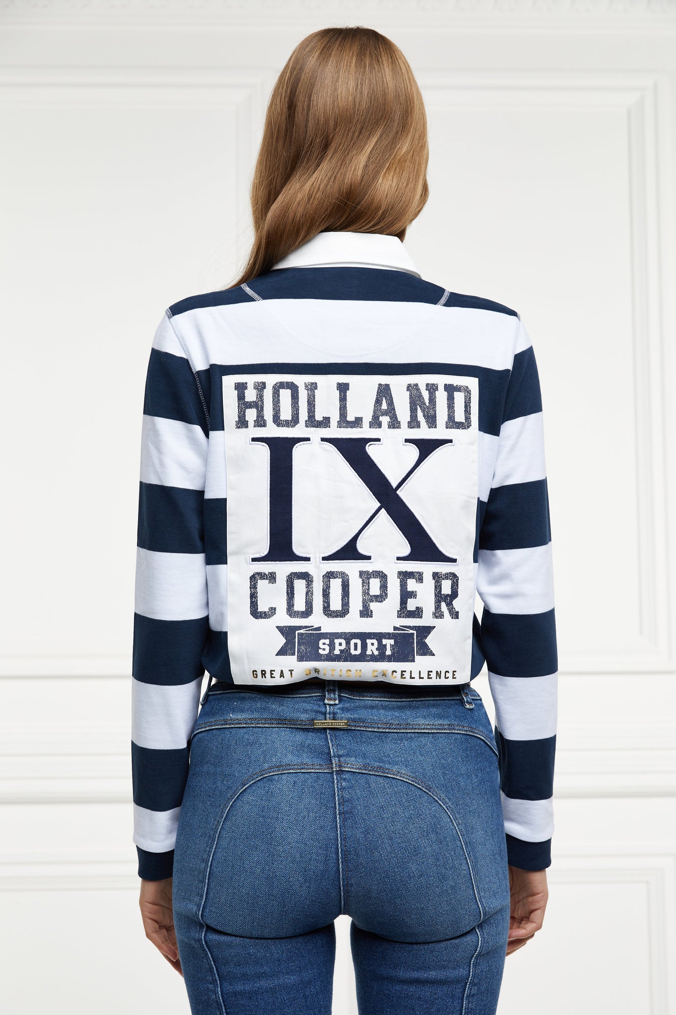 Hurlingham Sweatshirt (White Navy Stripe)