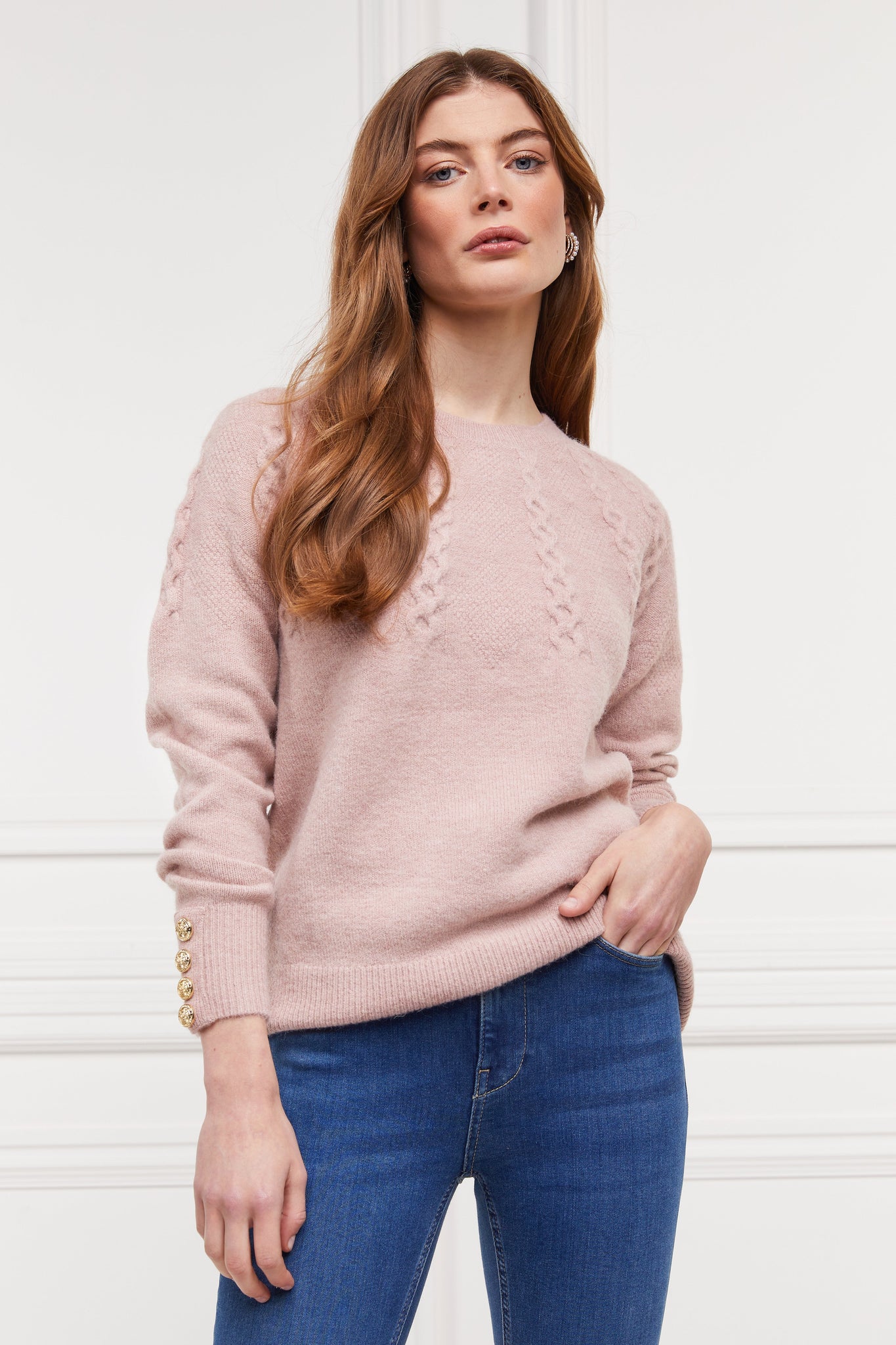 Astoria Half Cable Knit (Blush Pink)