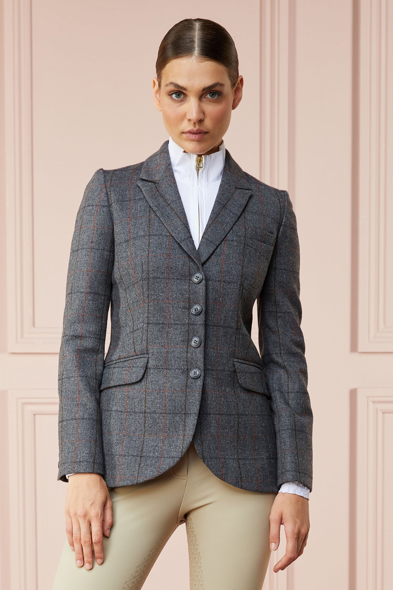 womens grey tweed riding jacket 