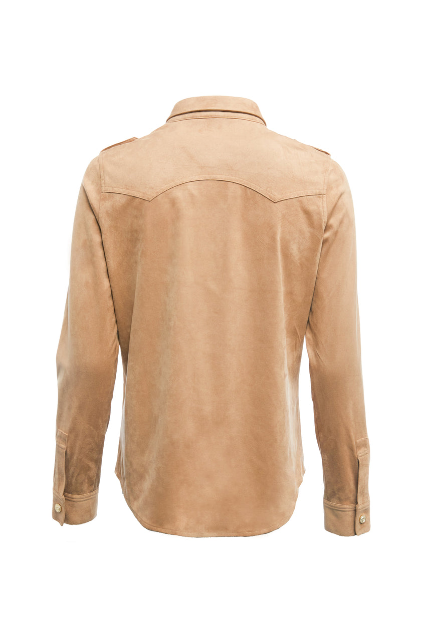 Western Suedette Shirt (Taupe)