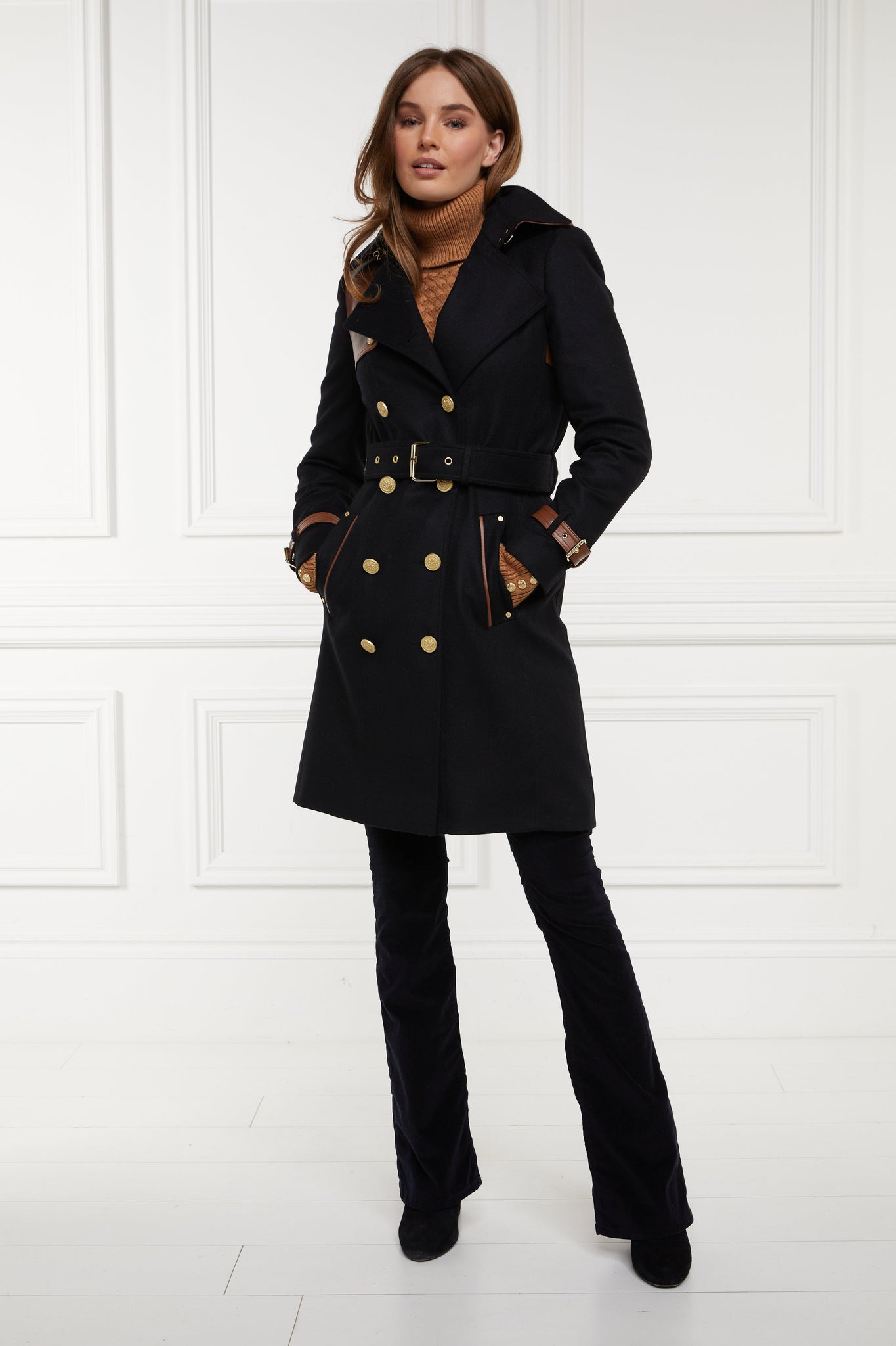 Marlborough Trench Coat (Soft Black Tan) - Main Image