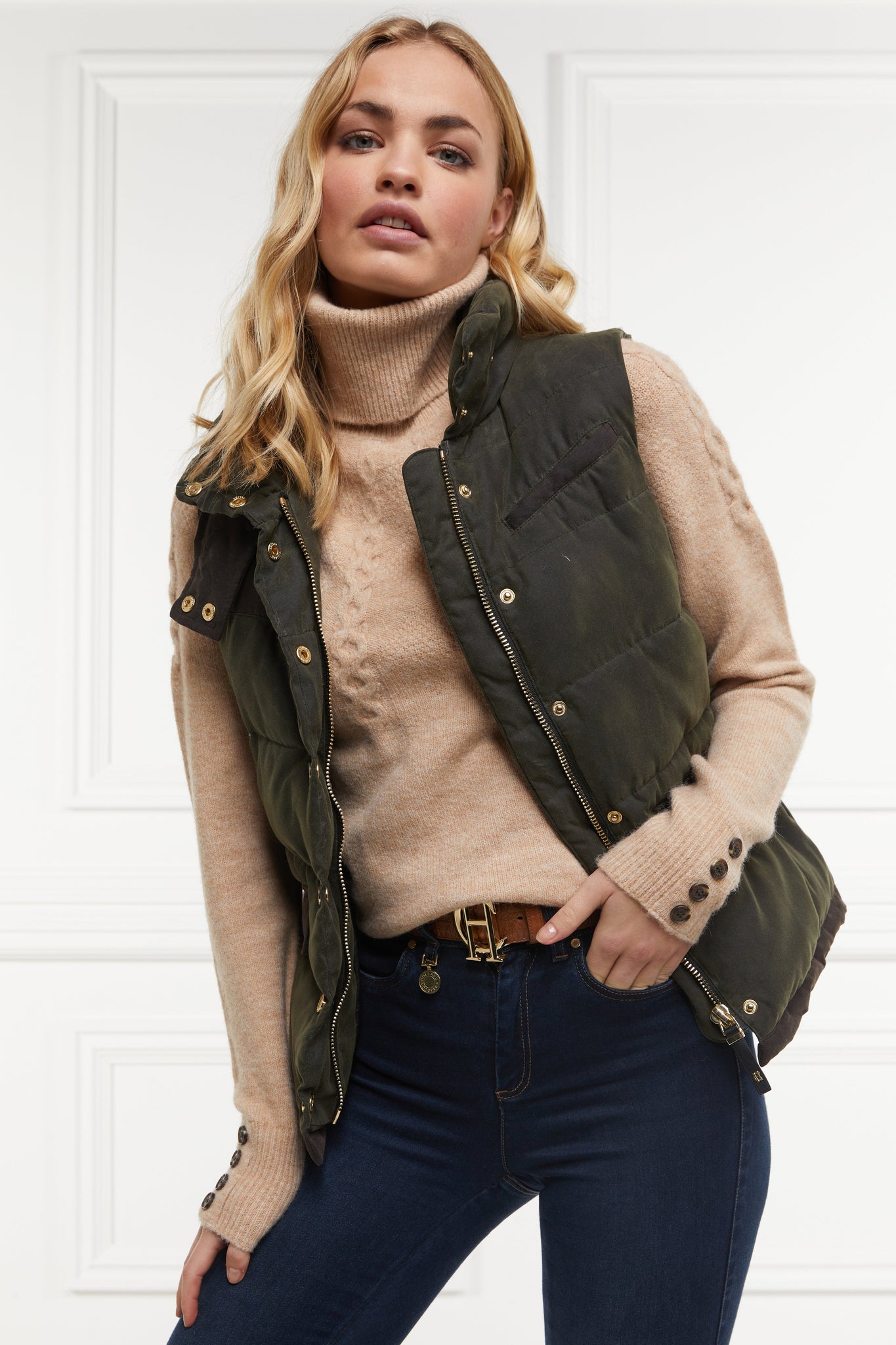 Aviator Padded Gilet (Dark Olive)