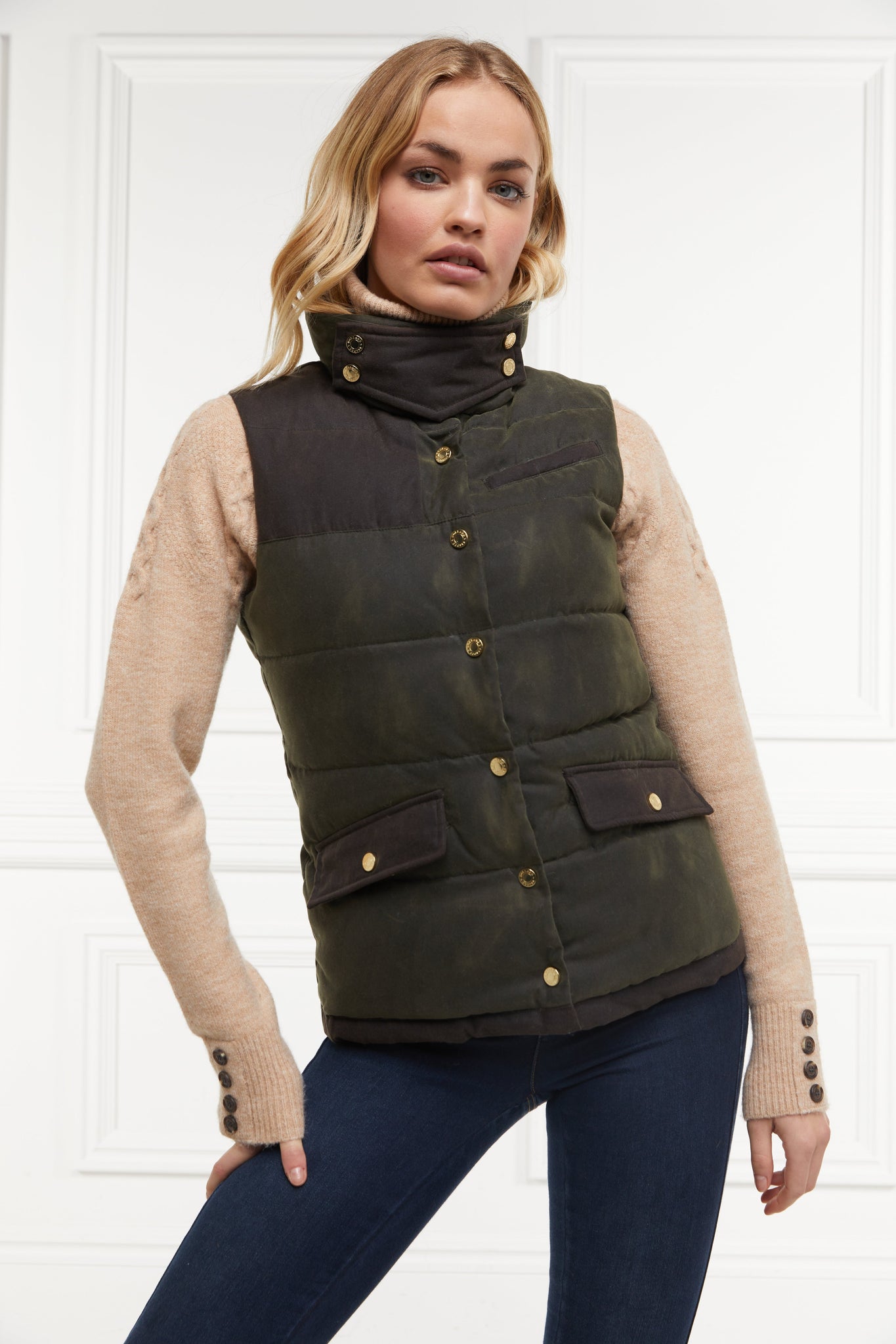 Aviator Padded Gilet (Dark Olive)