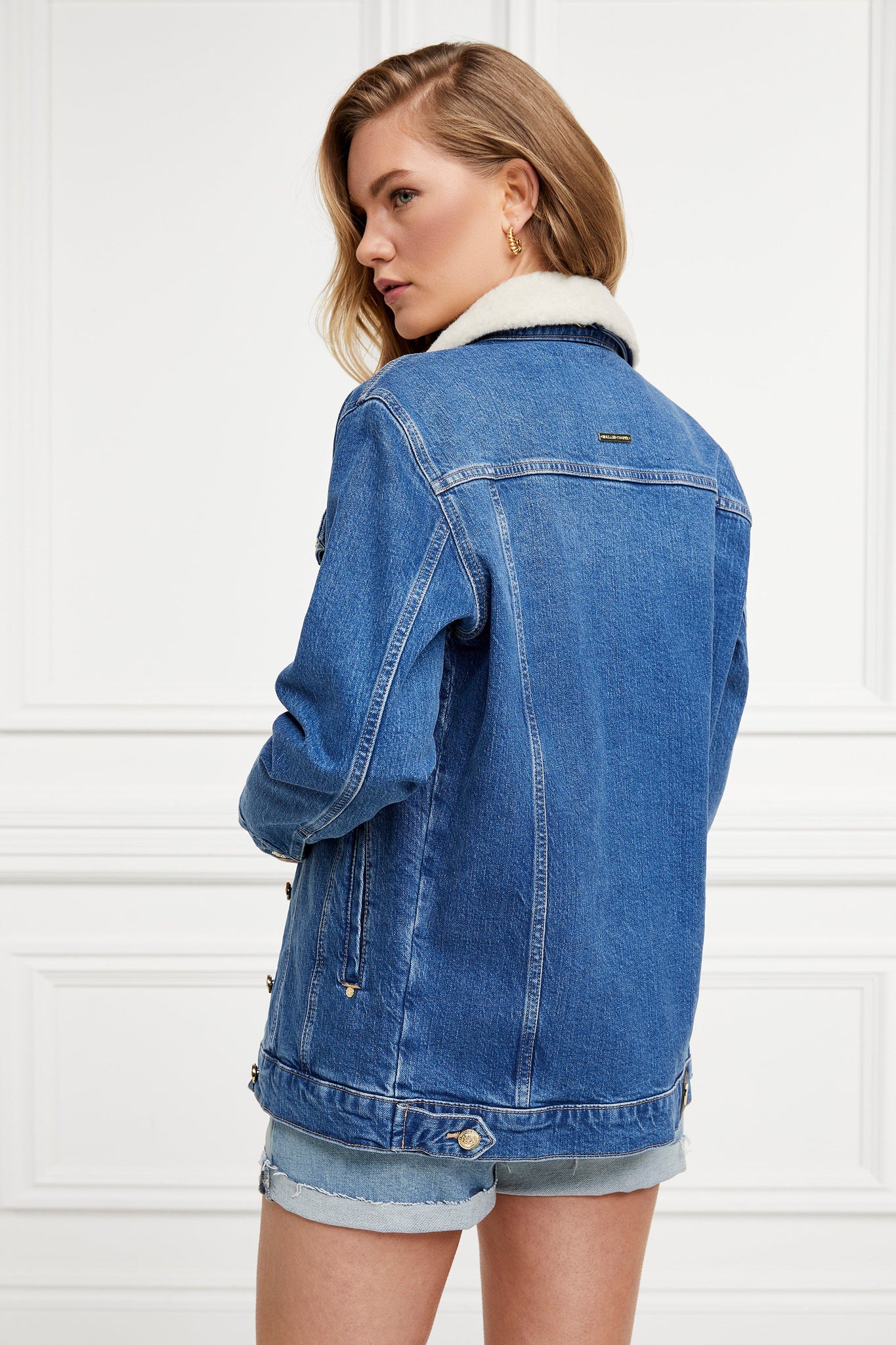 Longline Denim Jacket (Classic Indigo Sherpa)