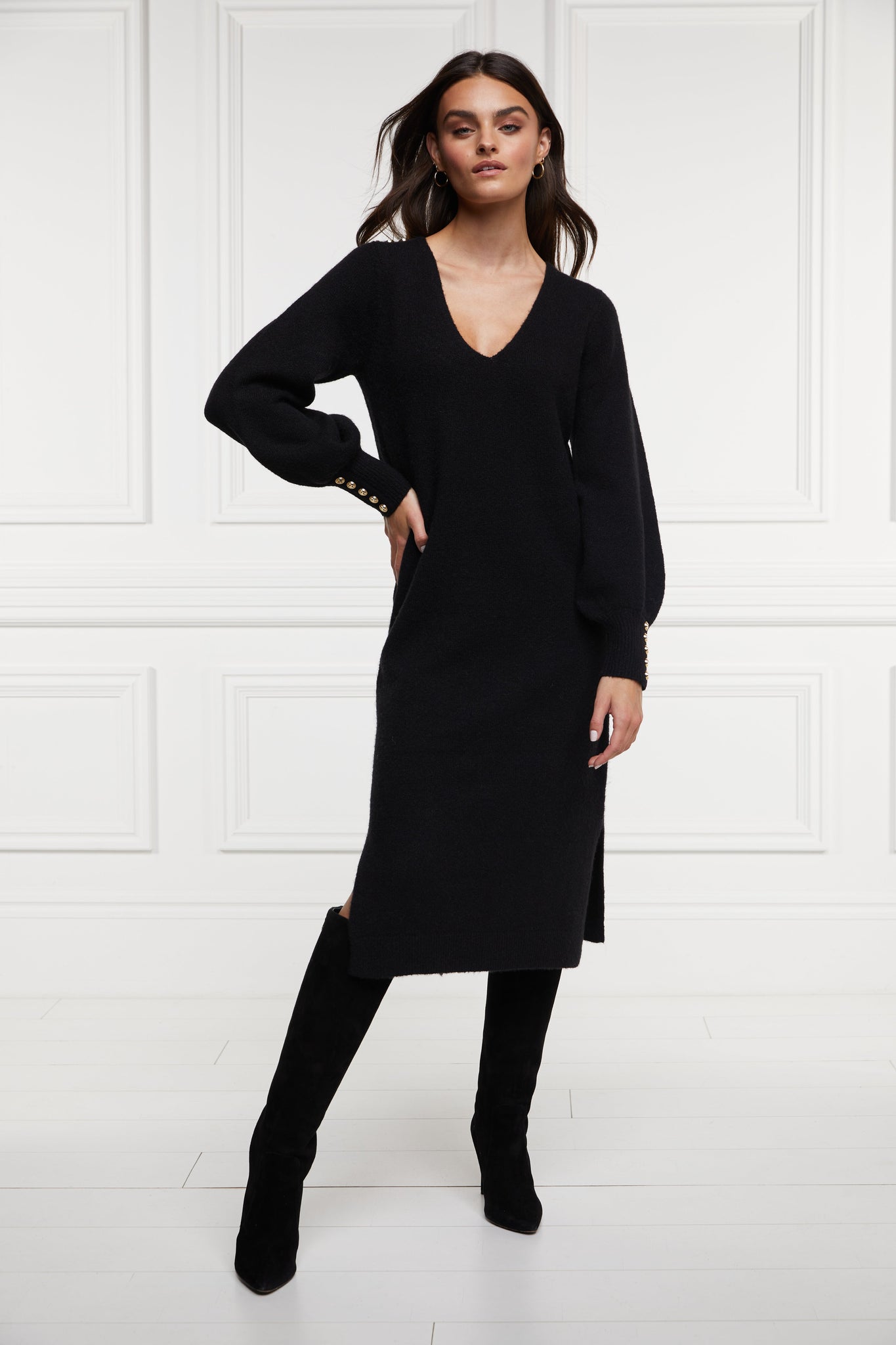 Berkeley V-Neck Dress (Black)