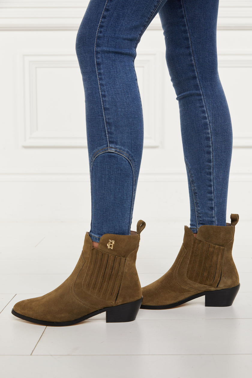 Western Chelsea Boot (Khaki Suede)