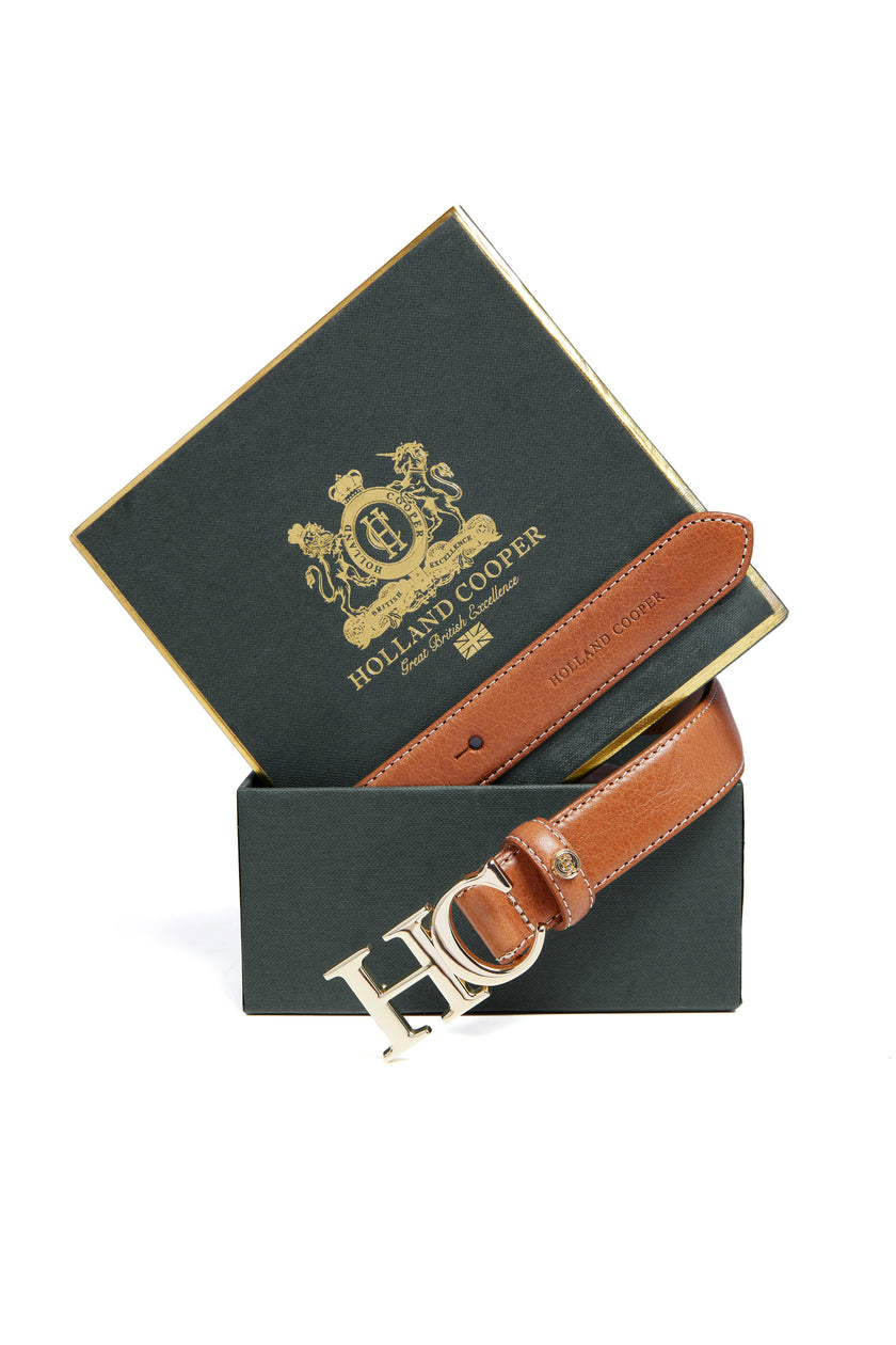 Atelier Slim Logo Belt (Tan Contrast)