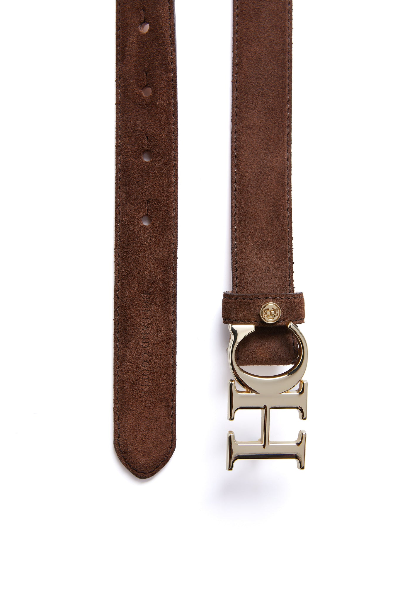 Atelier Slim Logo Belt (Chocolate Suede)