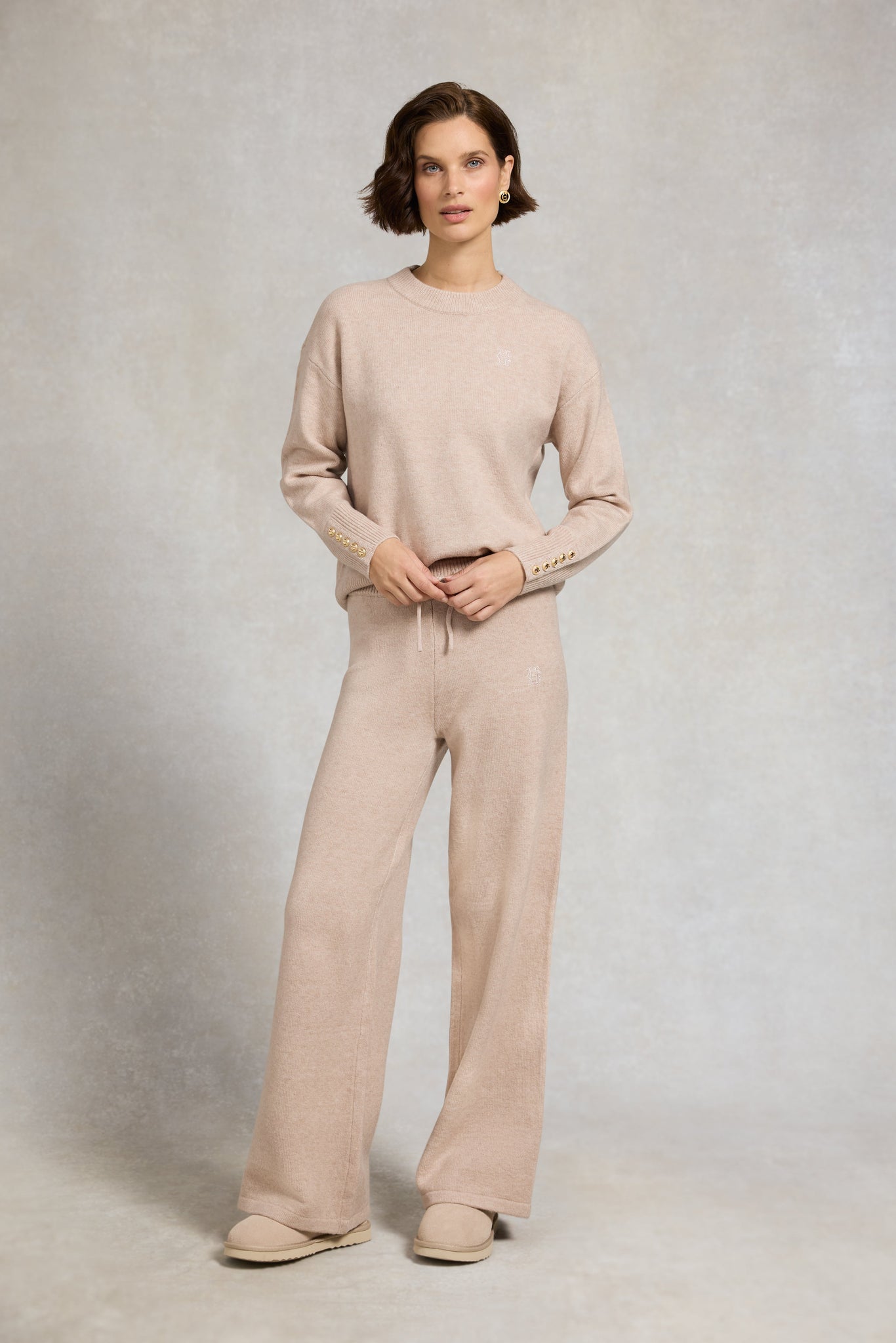Nina Knitted Wide Leg Pant (Toffee Marl)