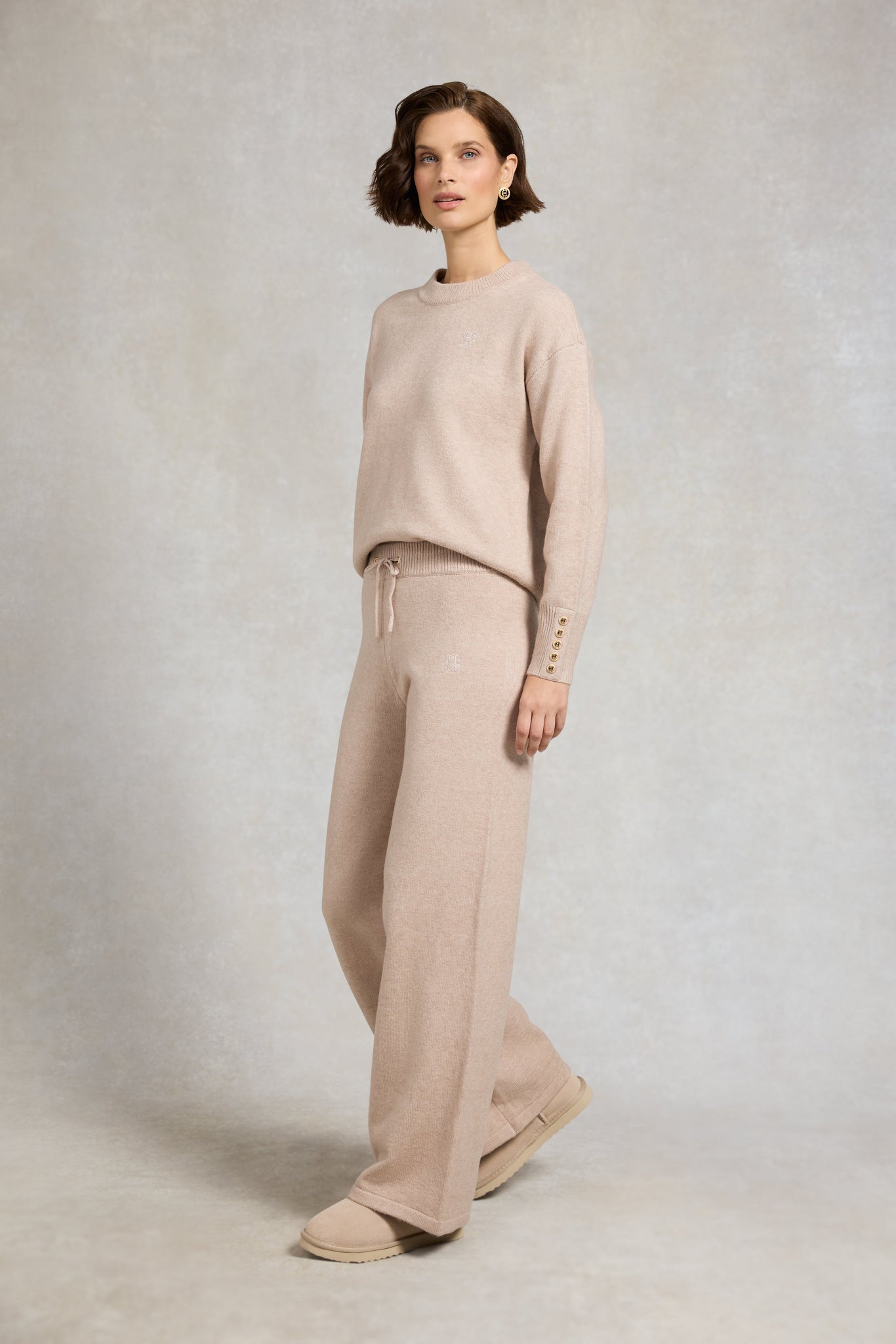 Nina Knitted Wide Leg Pant (Toffee Marl)