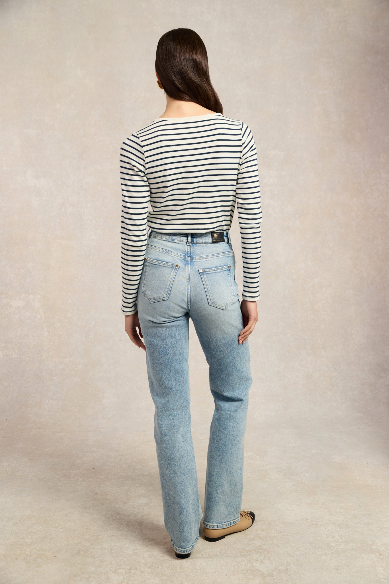 Padstow Long Sleeve Crew Neck Tee (Natural Ink Navy Stripe)