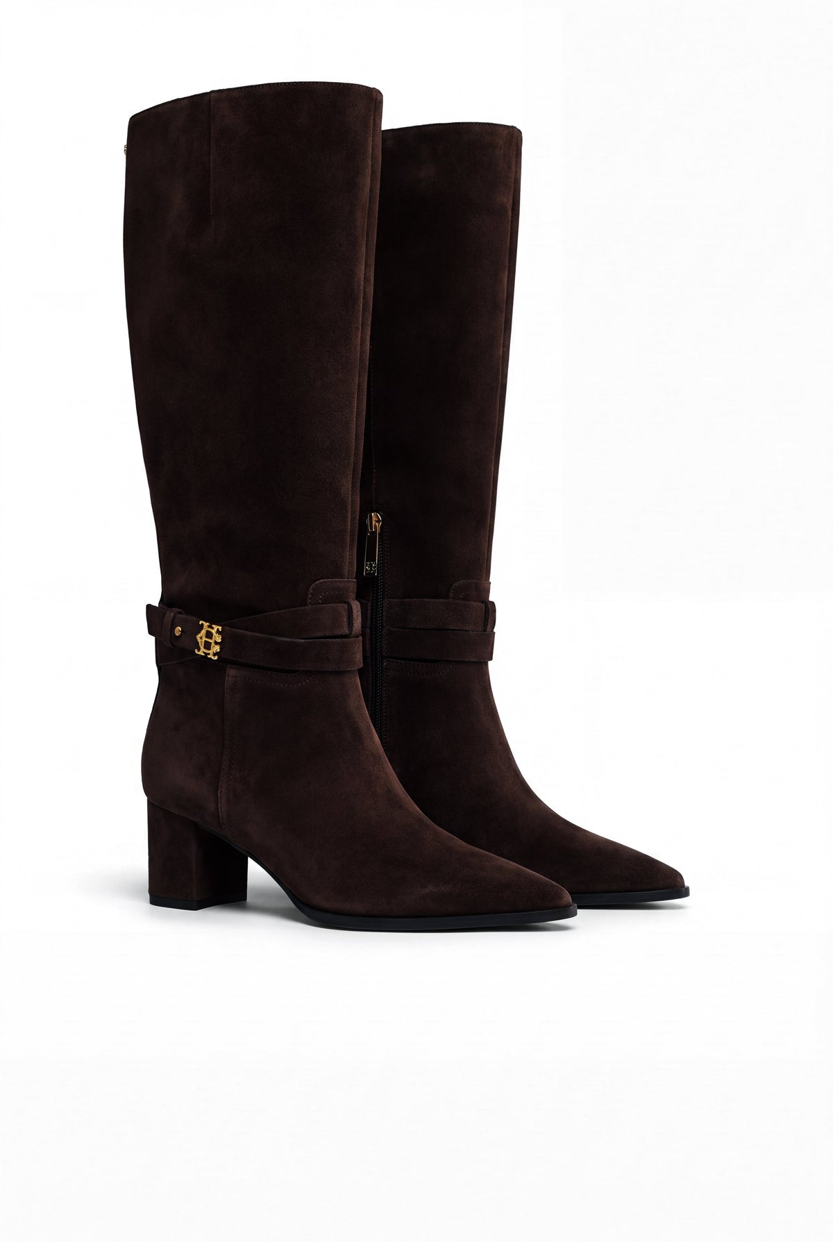 Marlborough Mid Heel Knee Boot (Chocolate Suede)