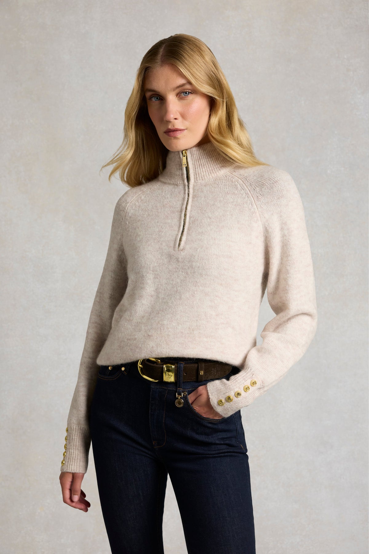 Tori Quarter Zip Knit (Barley)