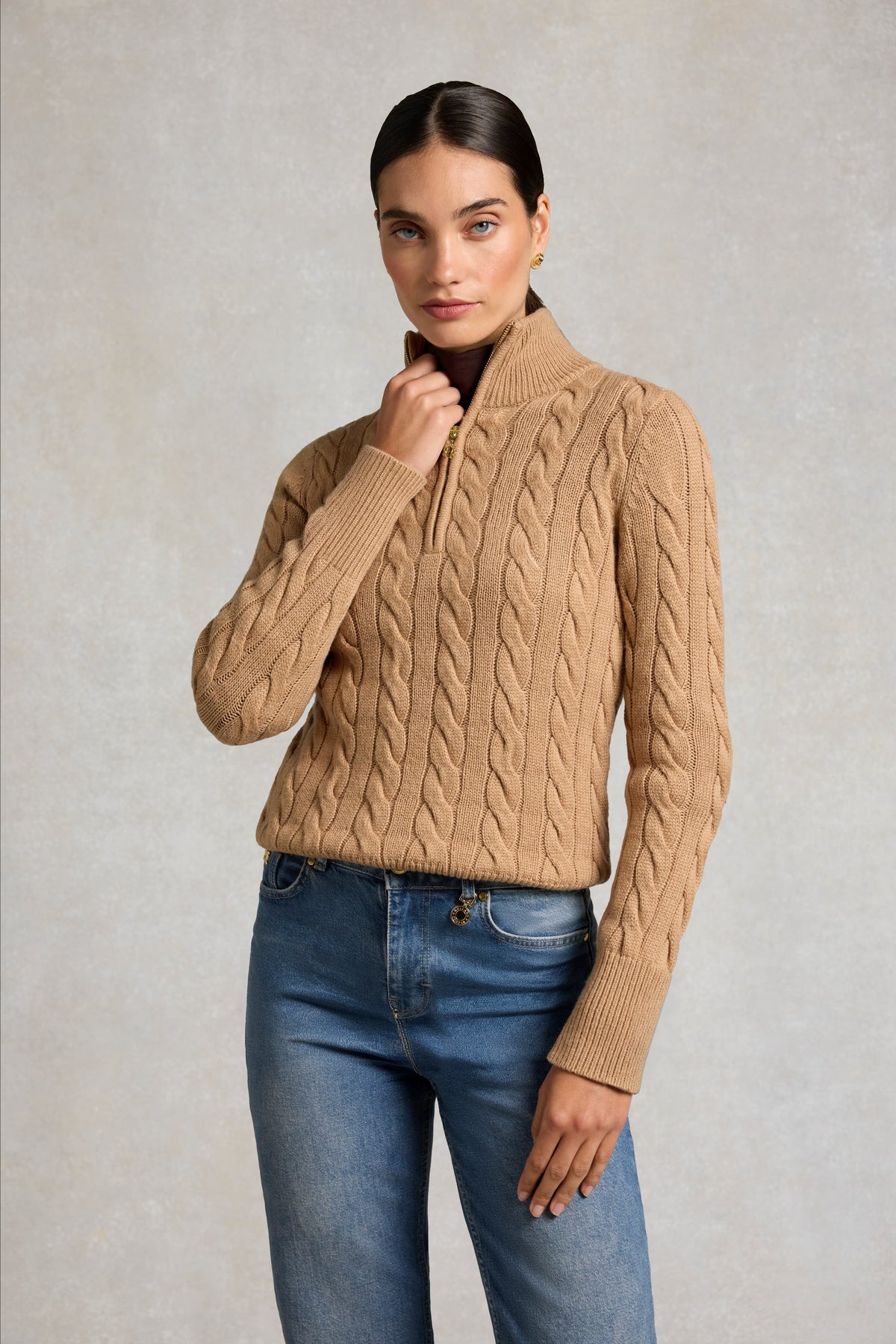 Bourton Quarter Zip Knit (Camel)