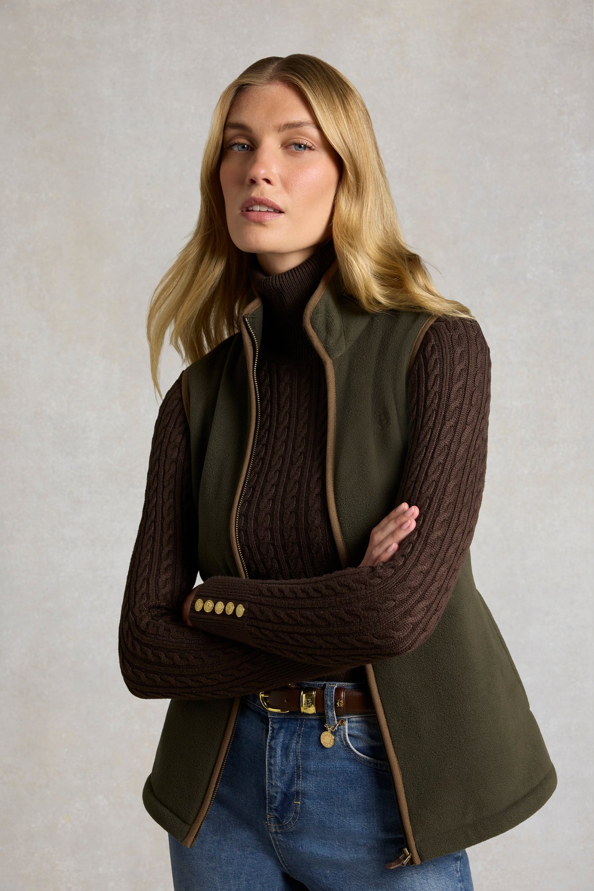 Country Fleece Gilet (Khaki Canvas)