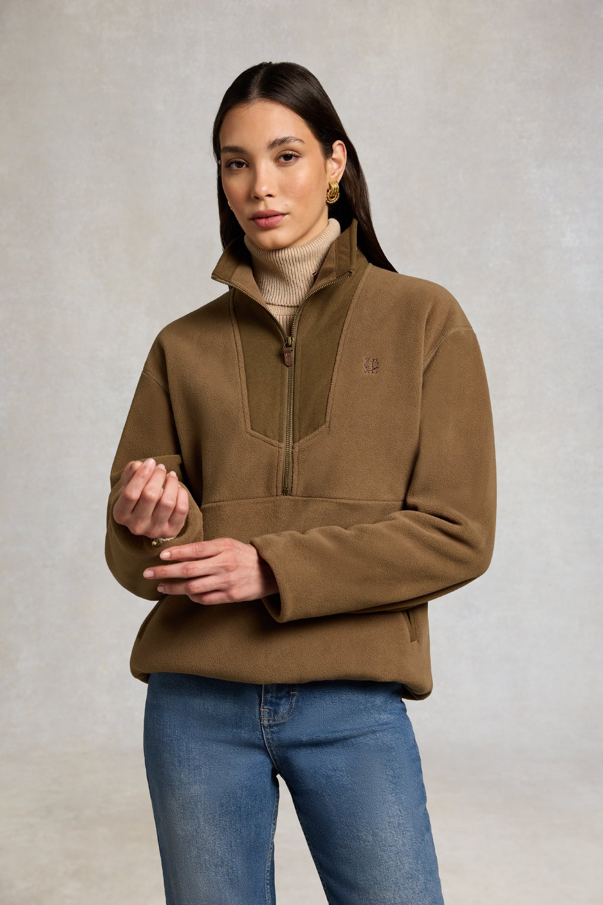 Relaxed Fit Country Quarter Zip (Chestnut)