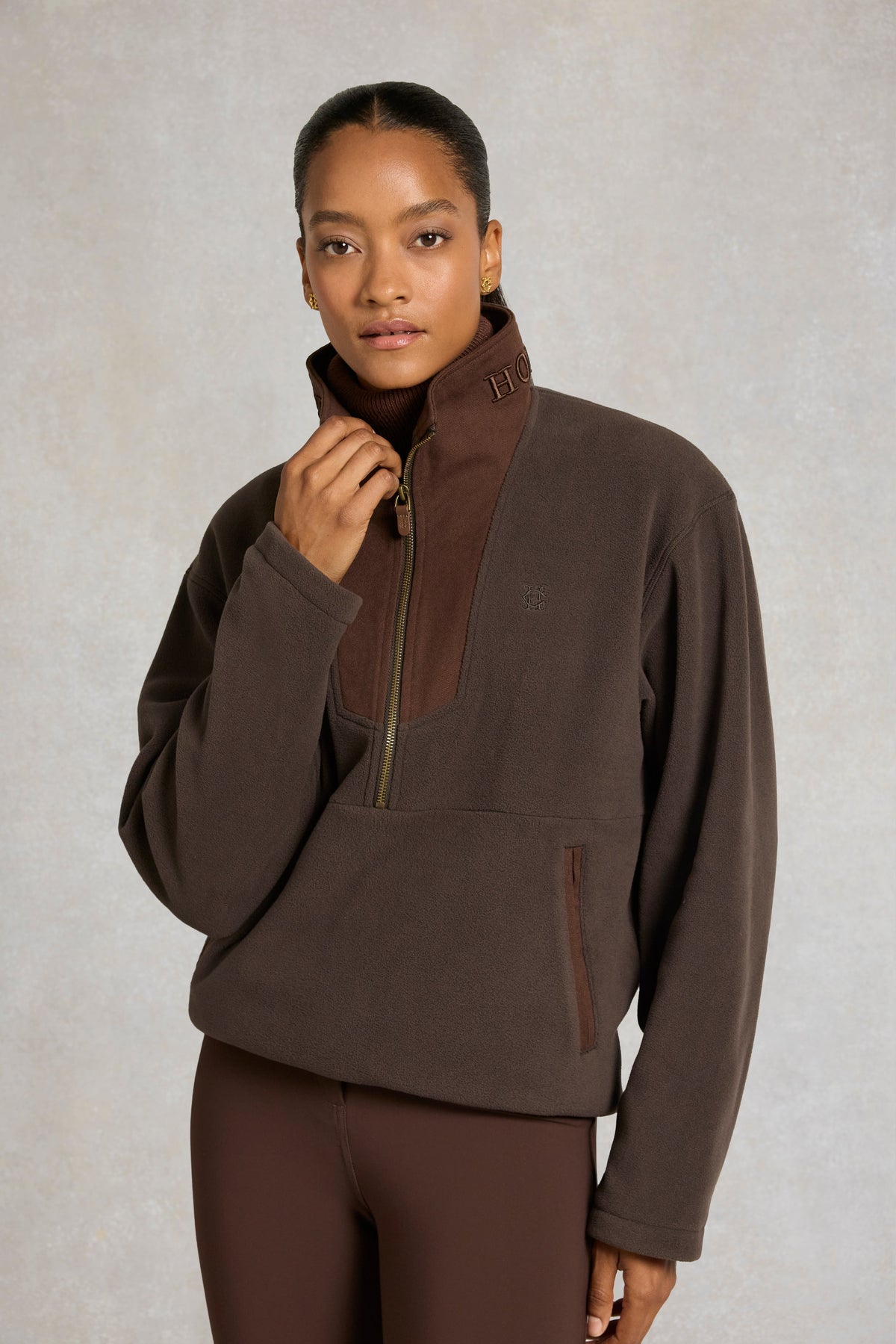 Relaxed Fit Country Quarter Zip (Chocolate)