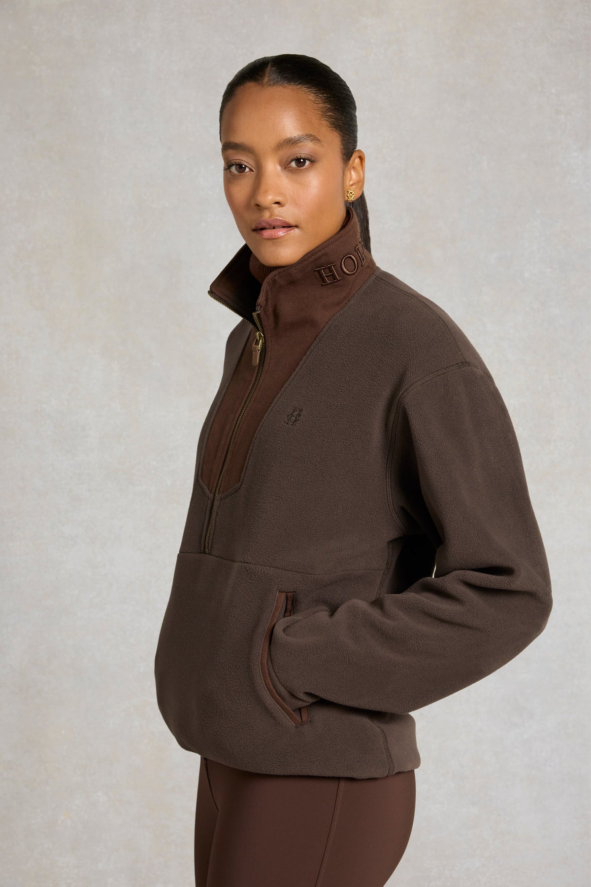 Relaxed Fit Country Quarter Zip (Chocolate)