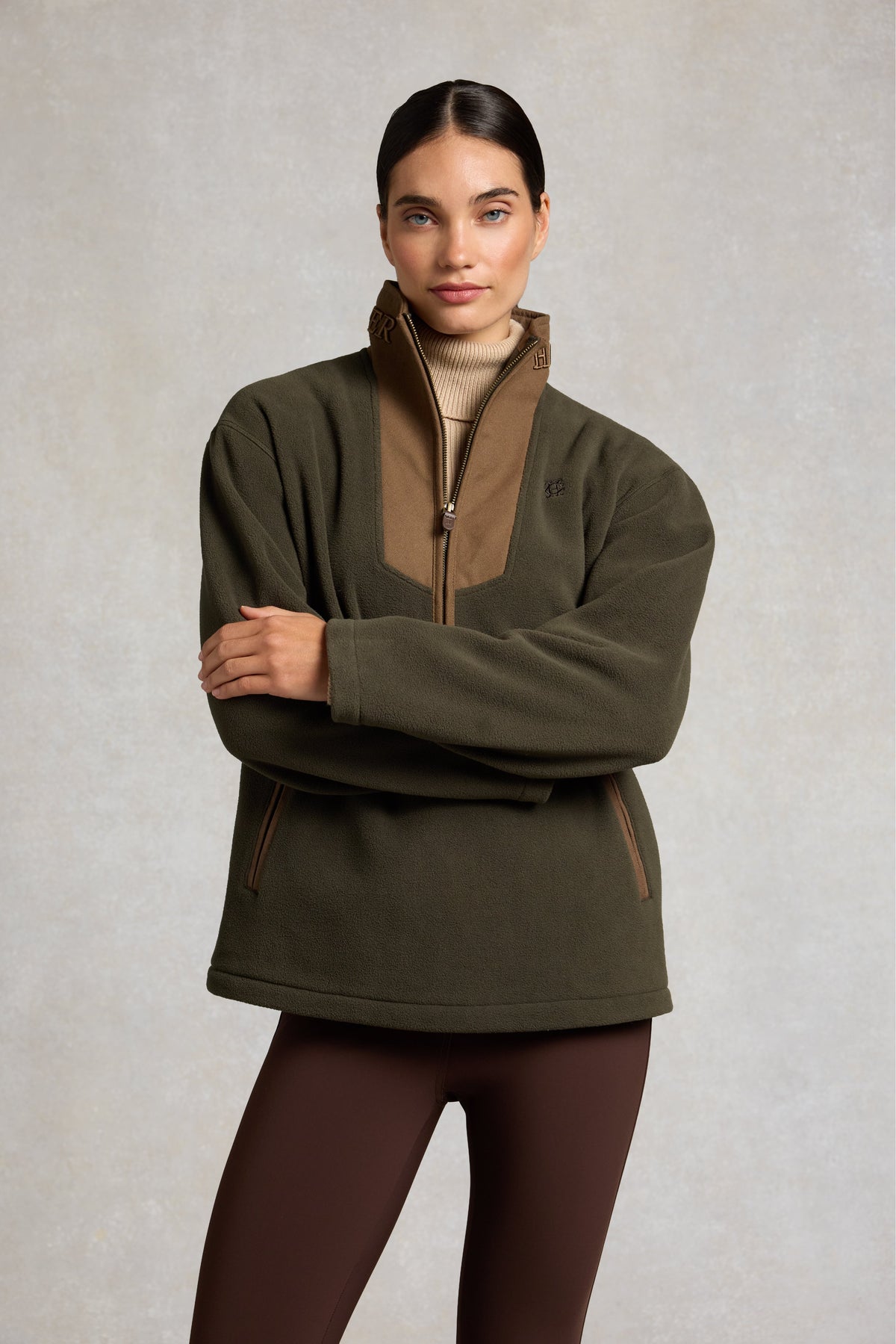 Relaxed Fit Country Quarter Zip (Khaki)