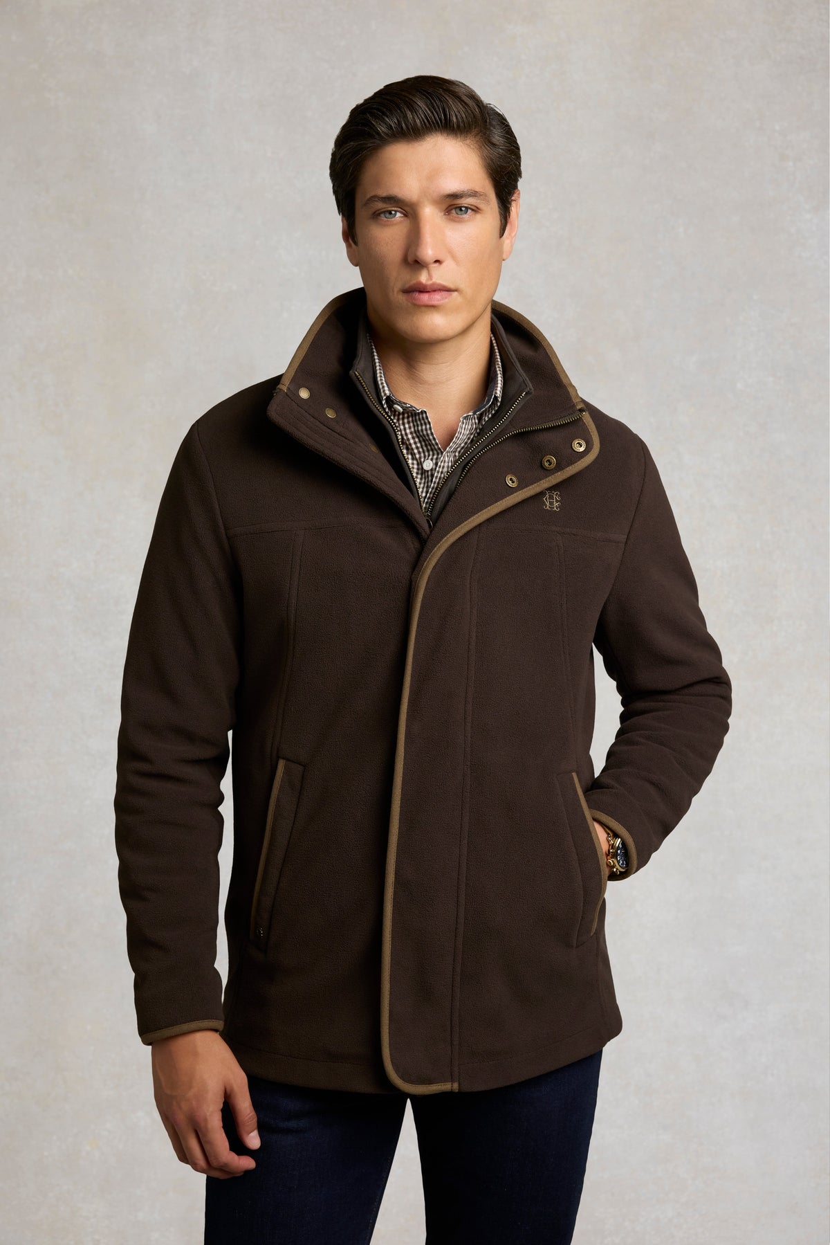 Men's Fleece Field Jacket (Chocolate)